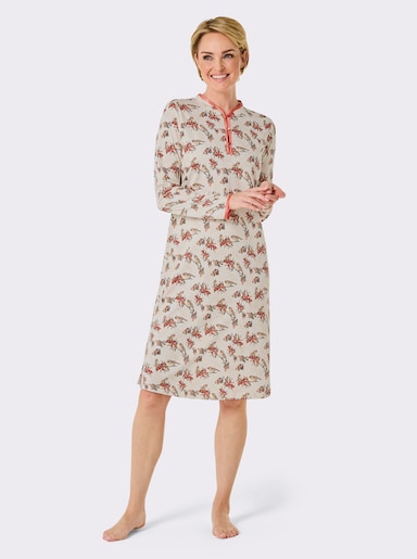 wäschepur Nachthemd - champagner-terra-bedruckt