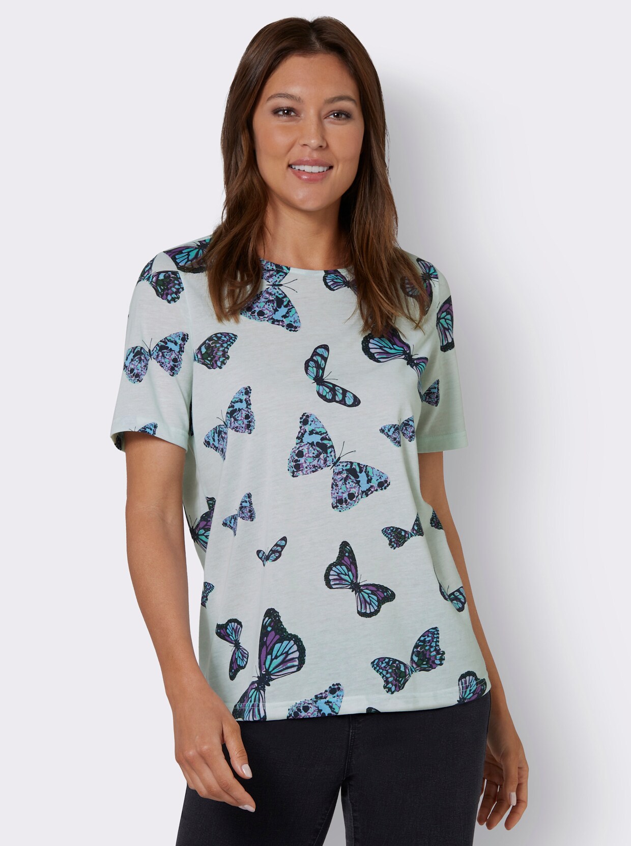 Shirt met korte mouwen - zacht mint bedrukt