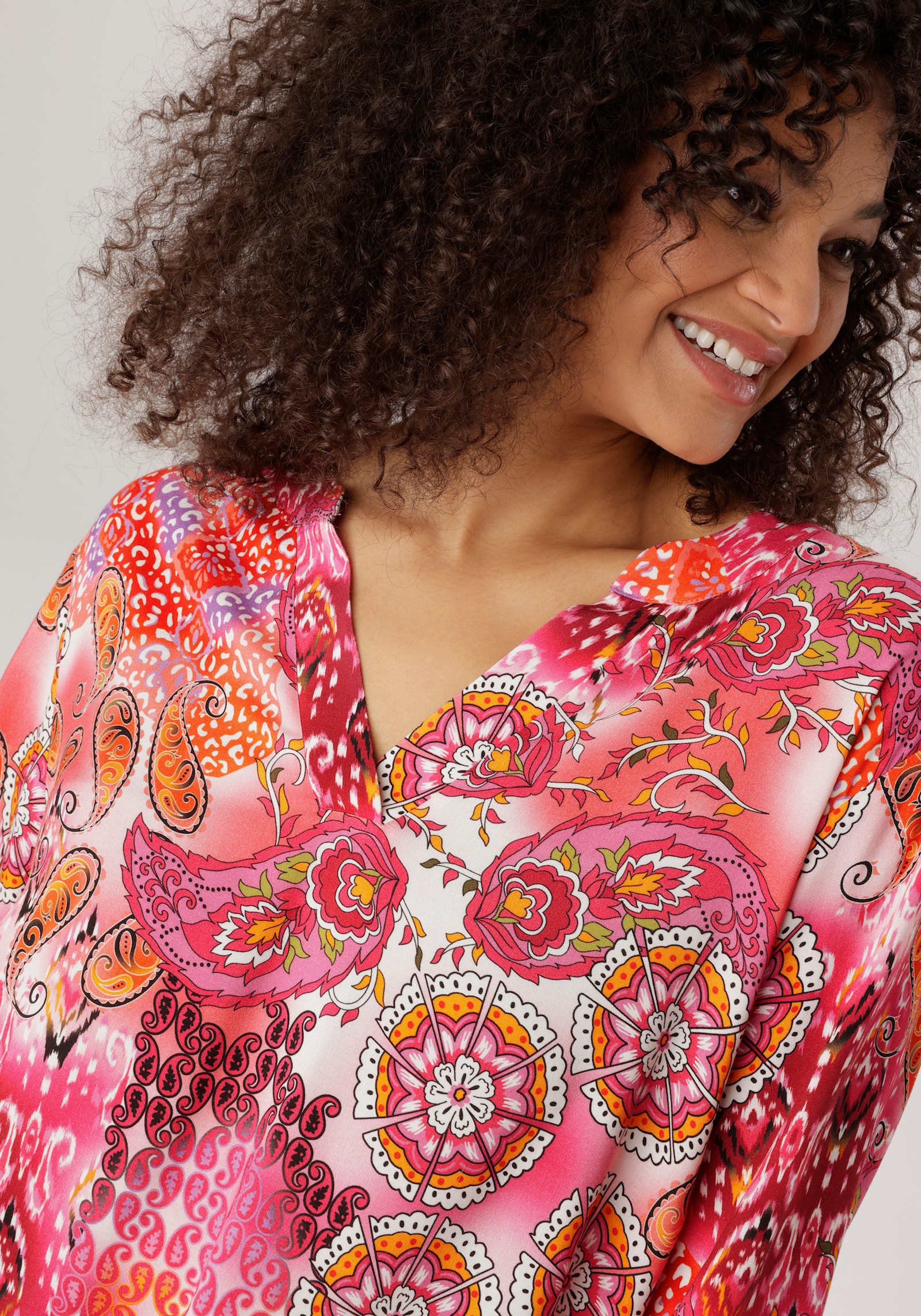 Aniston PLUS Schlupfbluse - rose-pink-orange-schwarz-lila