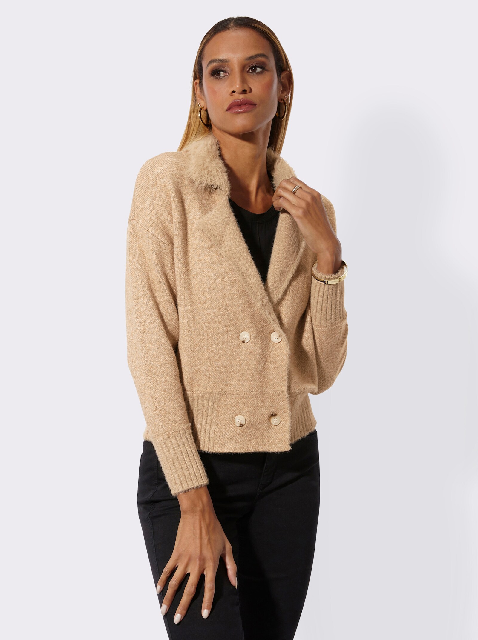 Strickjacke - beige-meliert
