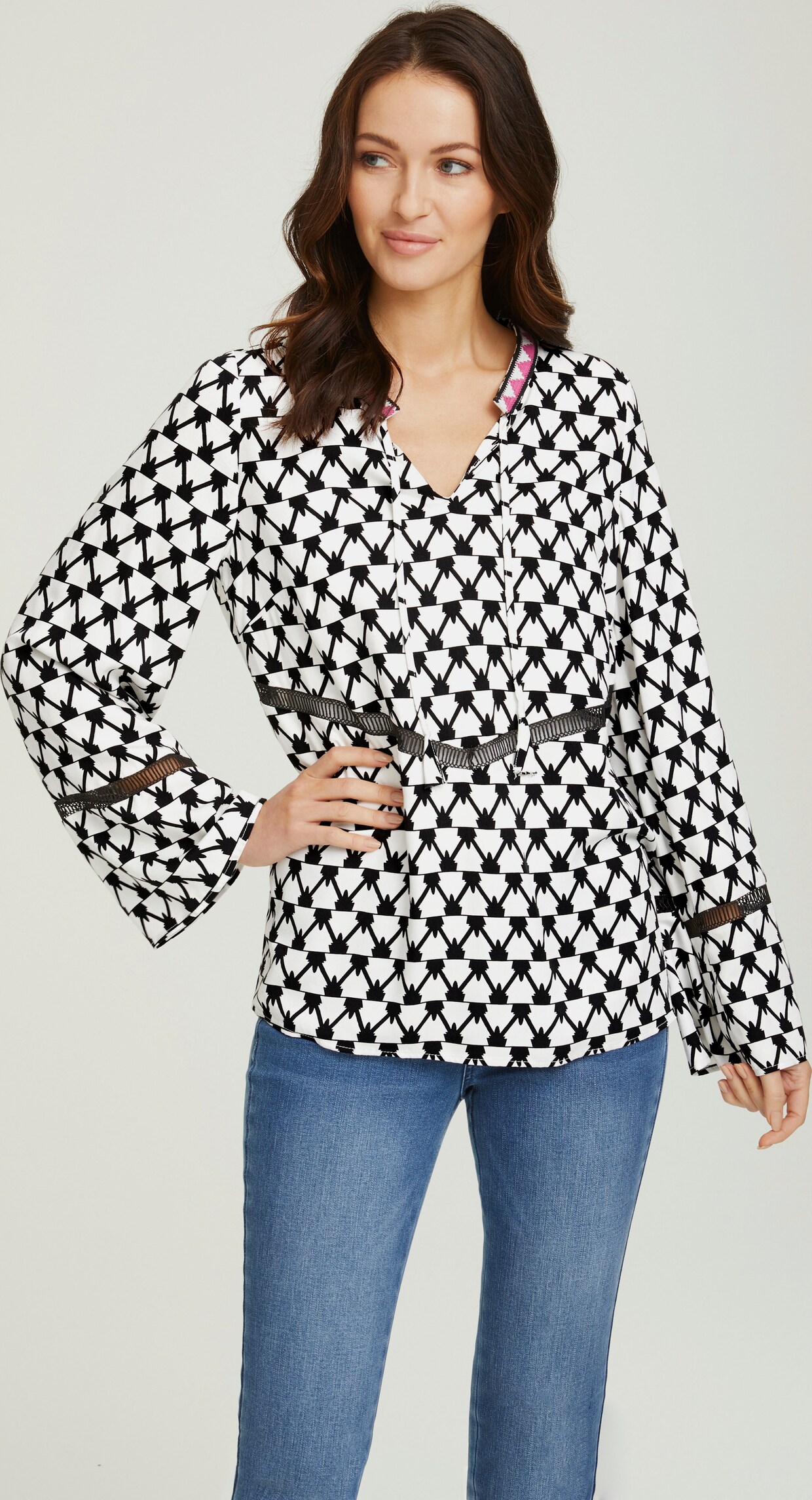 heine Druckbluse - schwarz-weiß