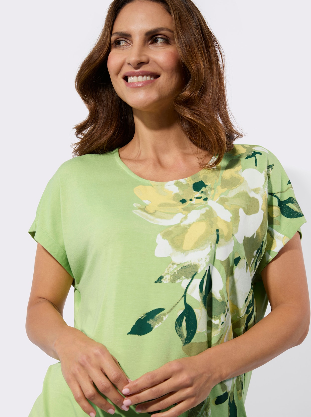 Kurzarmshirt - pistazie-zitrone-bedruckt