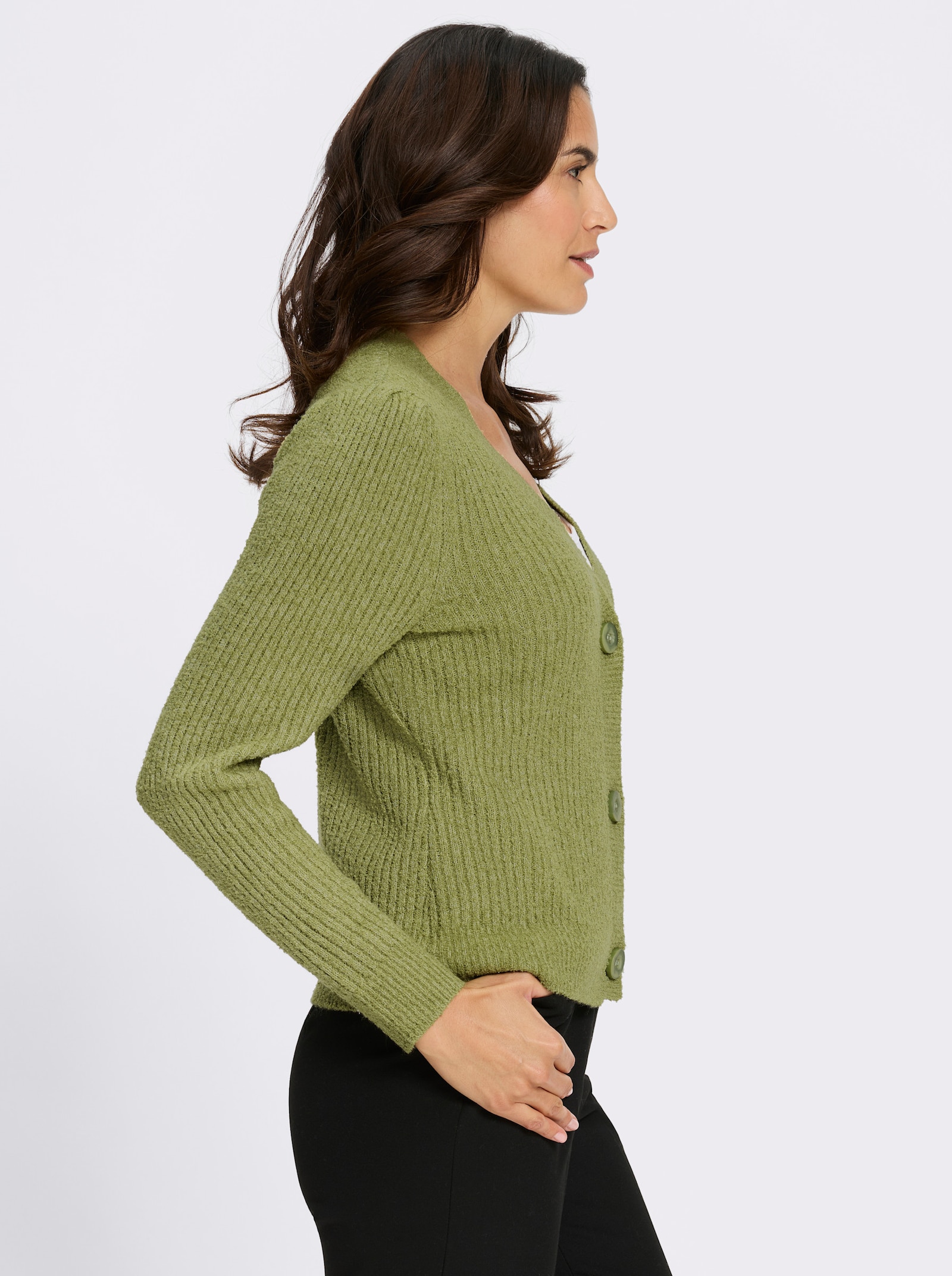 Strickjacke - schilf-meliert