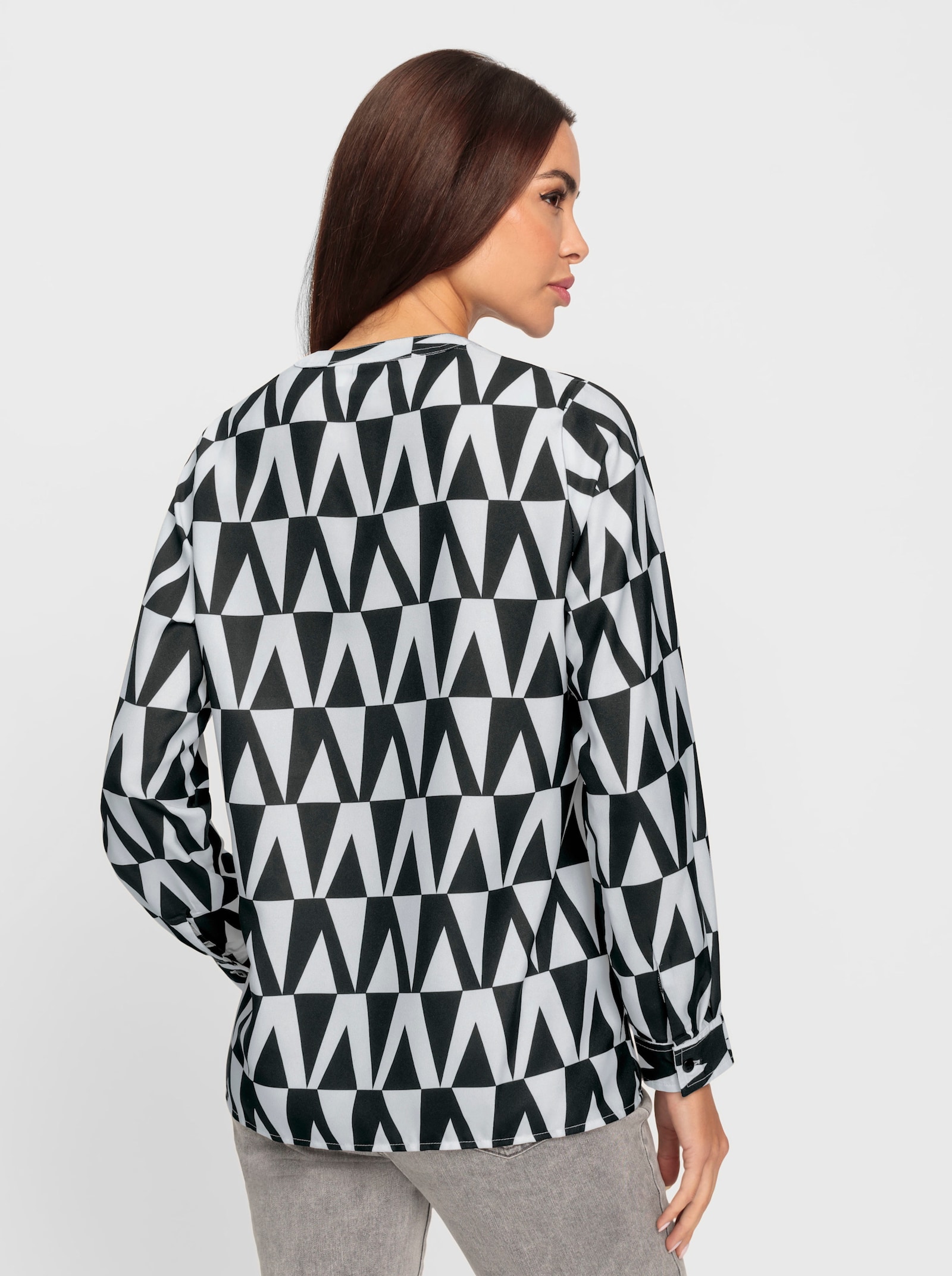 heine Schlupfbluse mit grafischem Druck - ecru-schwarz-bedruckt