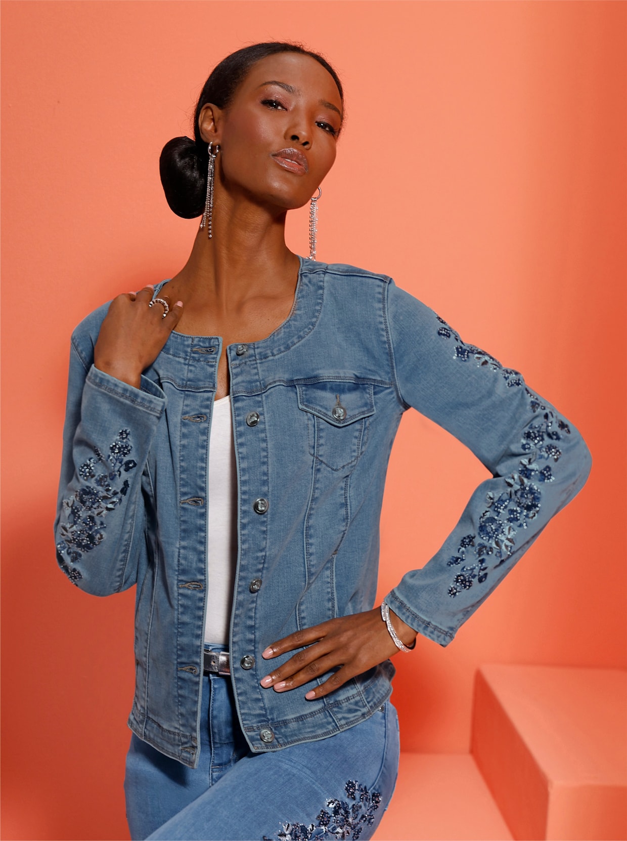 Jeansblazer - blue-bleached