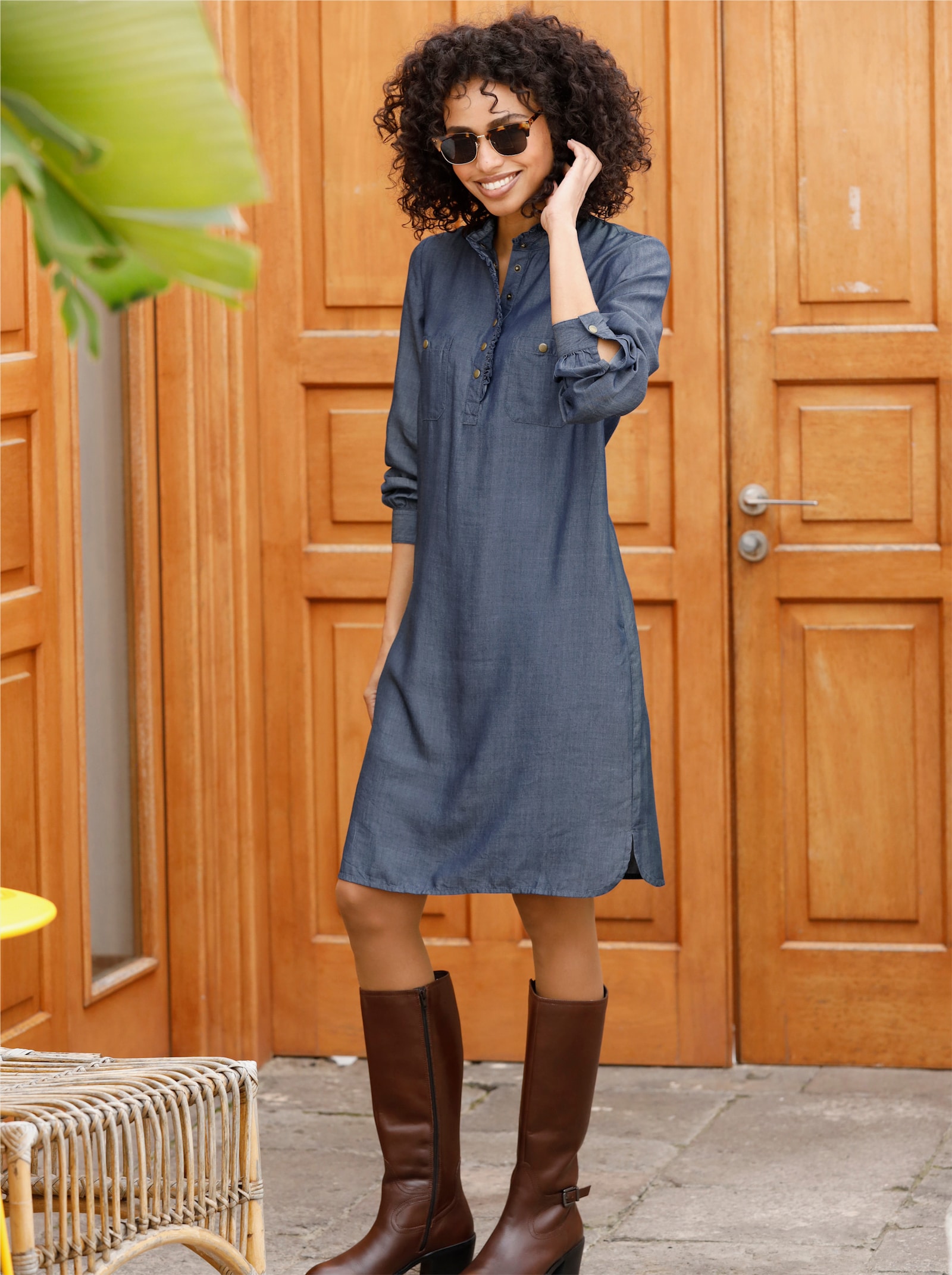 heine Blusenkleid in Denim-Optik - dunkelblau