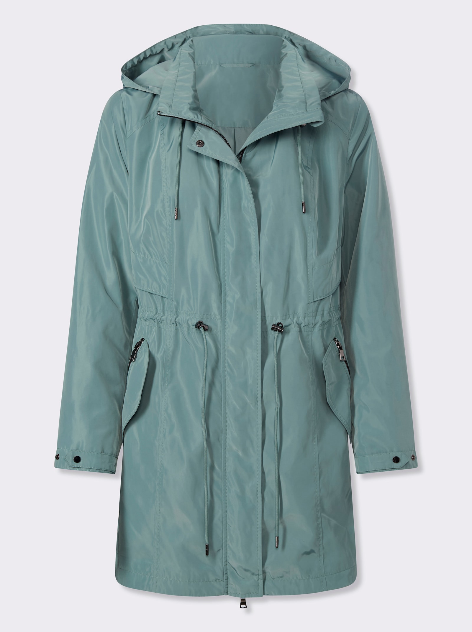 Longjacke mit 2-Wege-Reißverschluss - jade