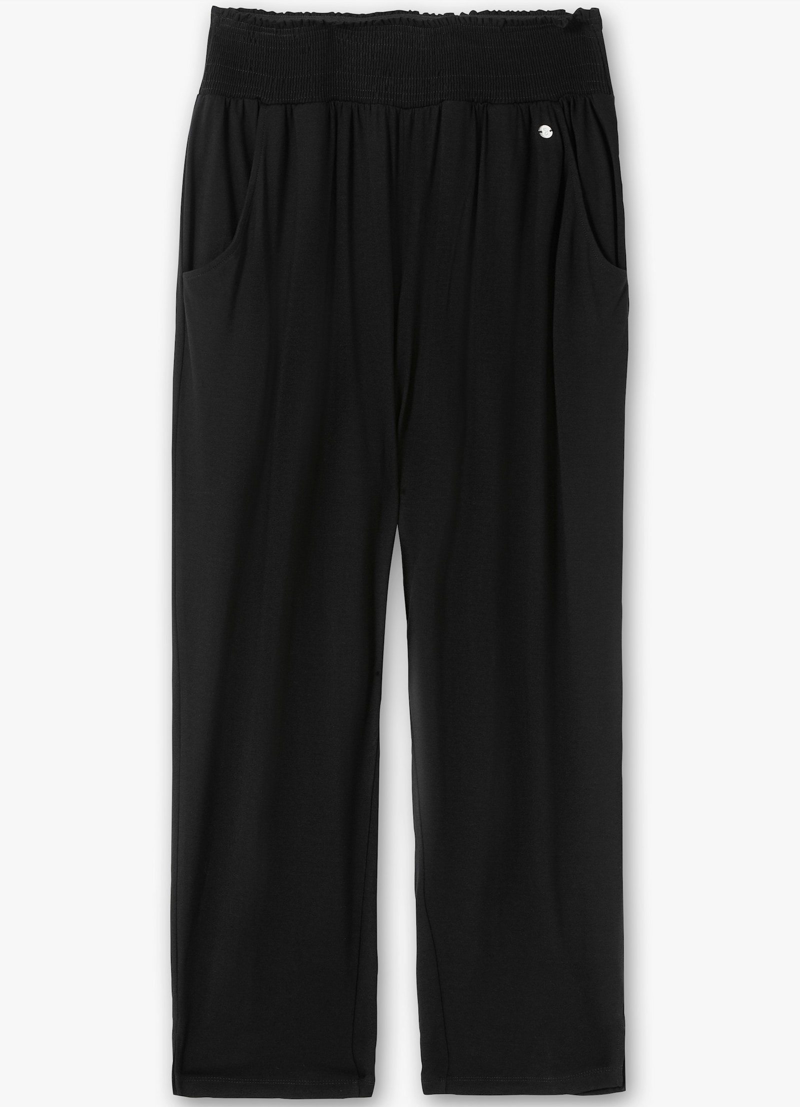 sheego Schlupfhose mit breitem Smokbund, weite Form - schwarz