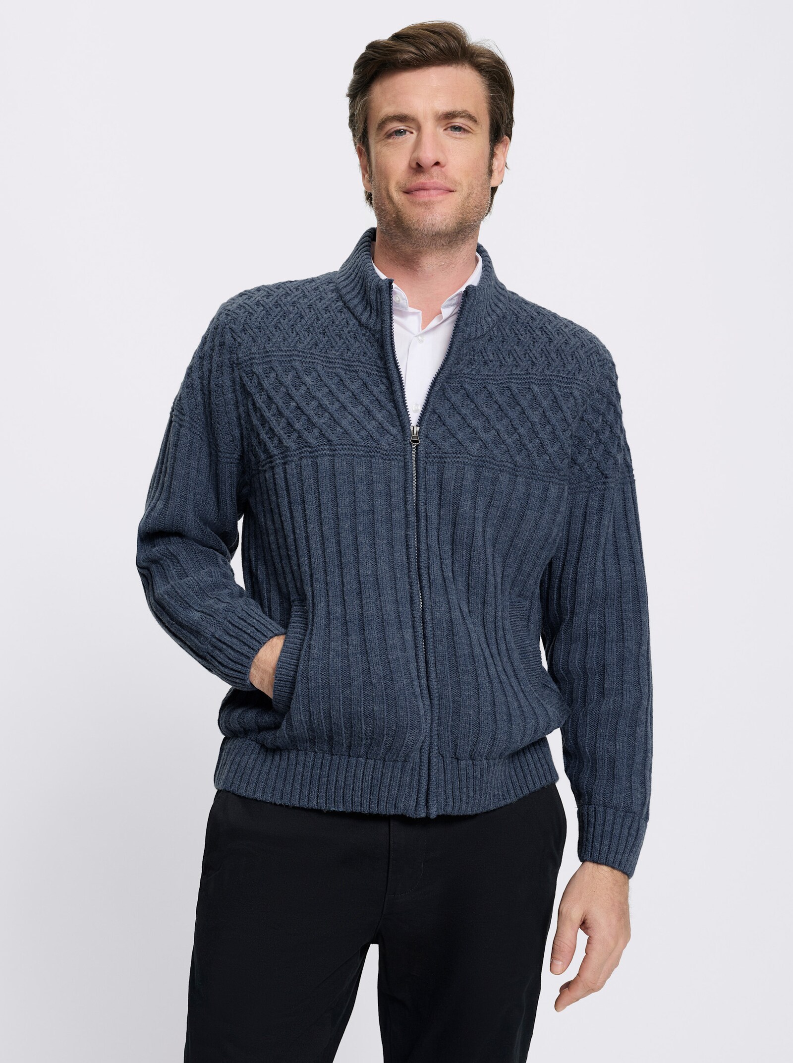 Marco Donati Strickjacke - jeansblau-meliert