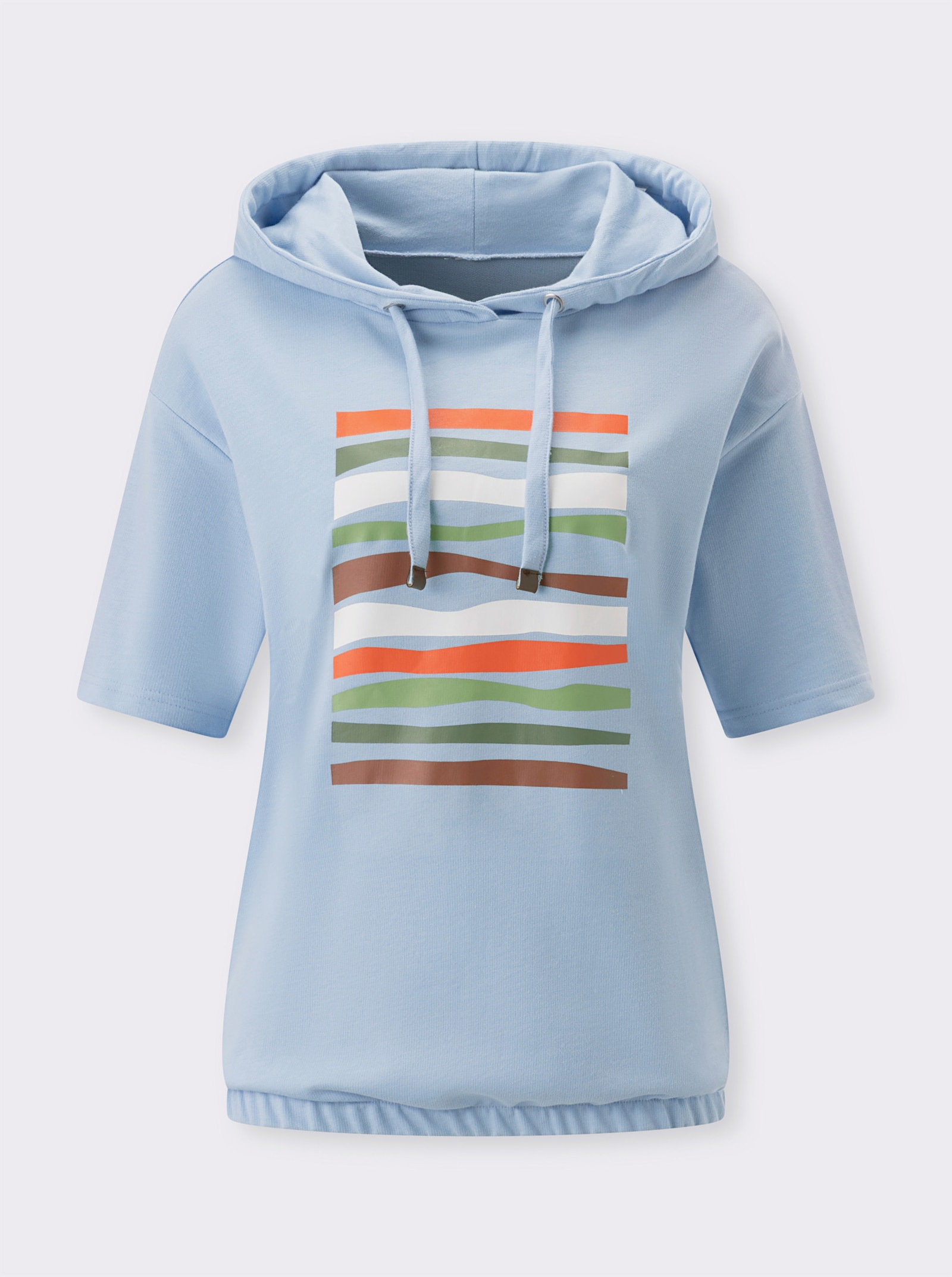 Sweatshirt med halvlånga ärmar - isblå-ecru