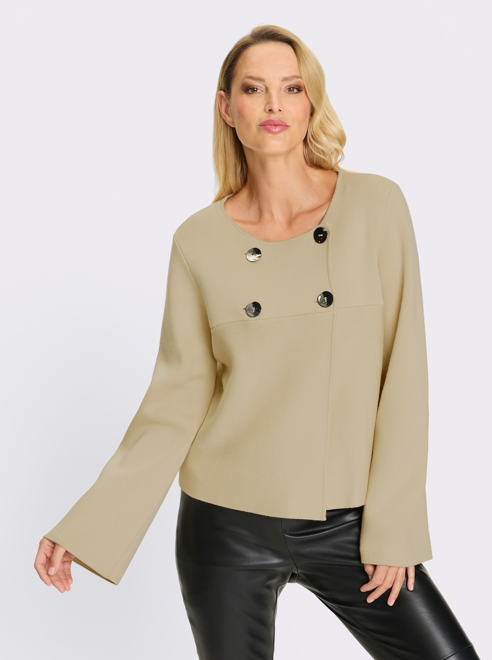 heine Veste en tricot avec boutons décoratifs - sable