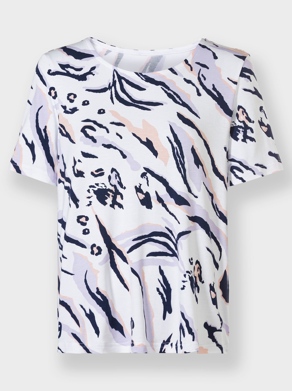 Shirt - ecru-marine-bedruckt