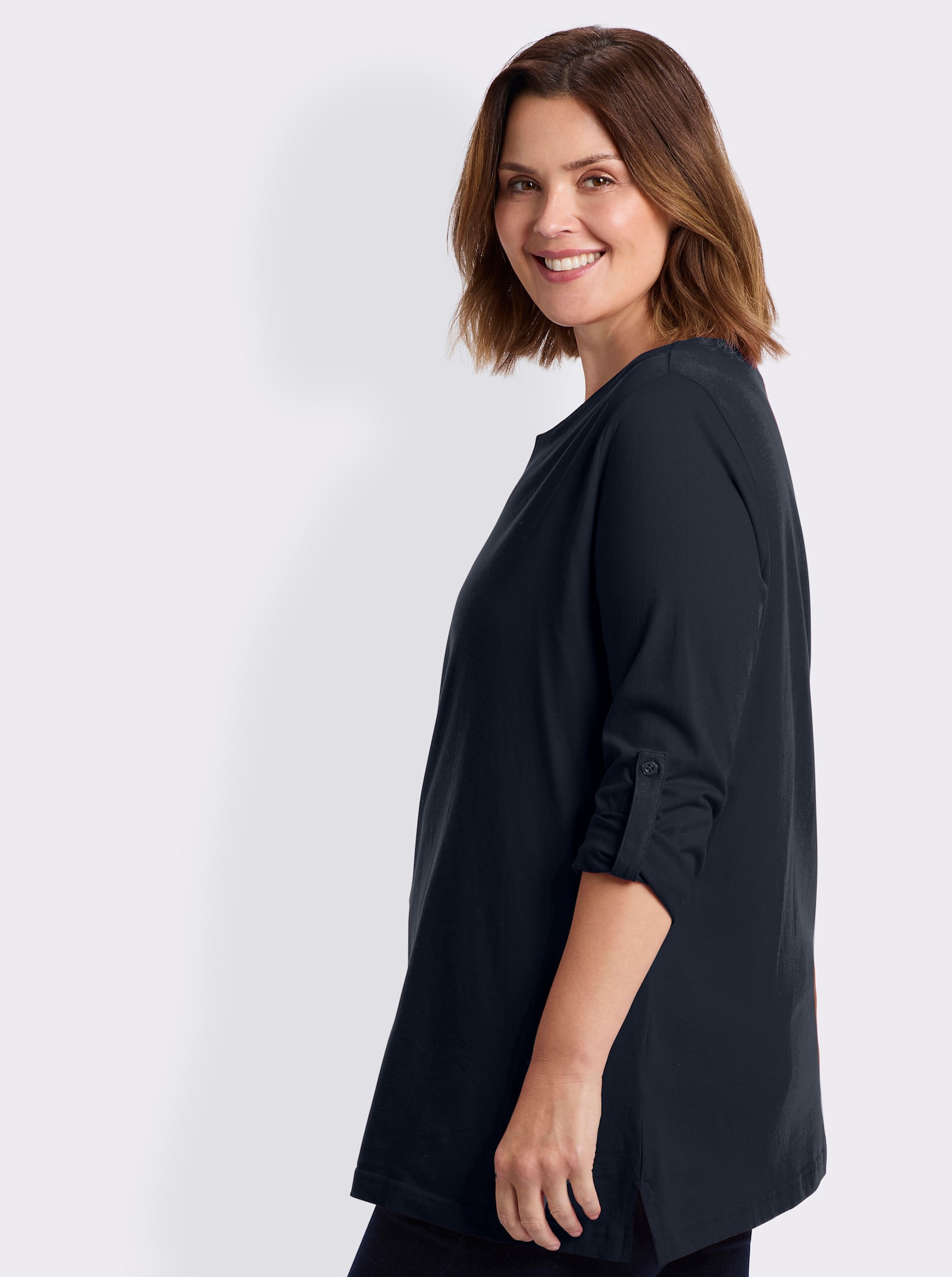 Longshirt mit Ärmeln zum Krempeln - marine