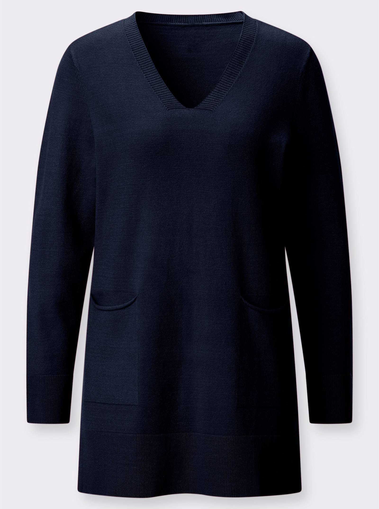 Longpullover mit V-Ausschnitt - marine