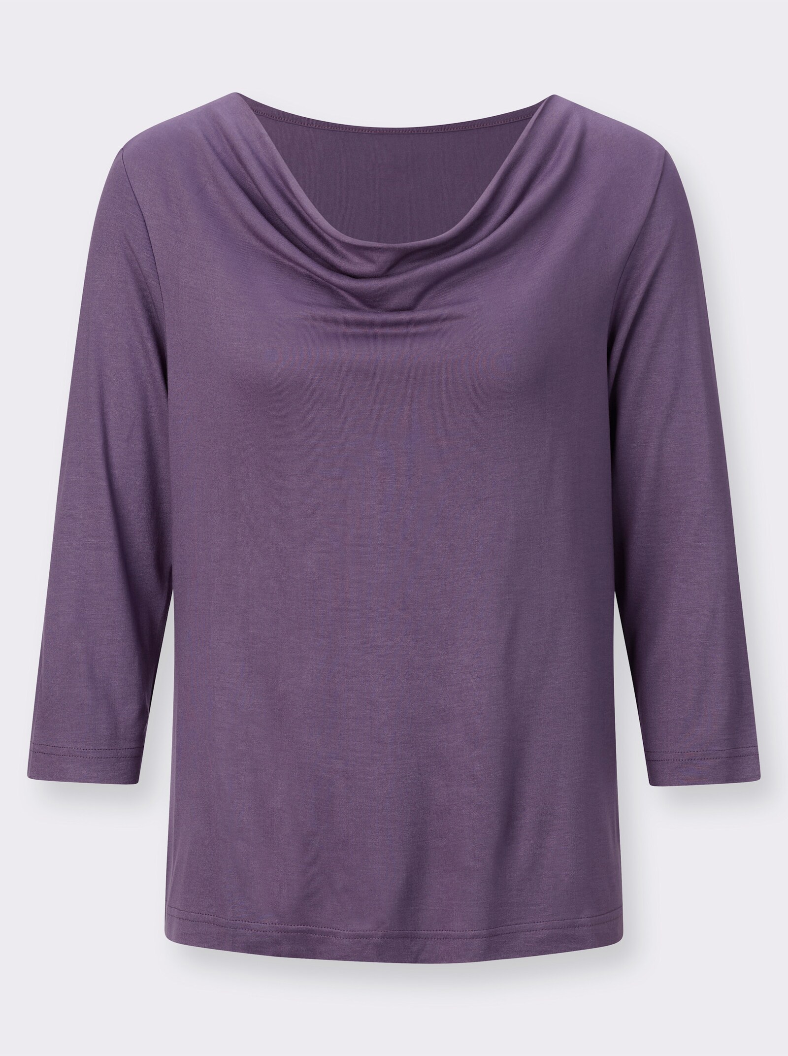 Shirt met cascadehals en 3/4-mouwen. - vijg