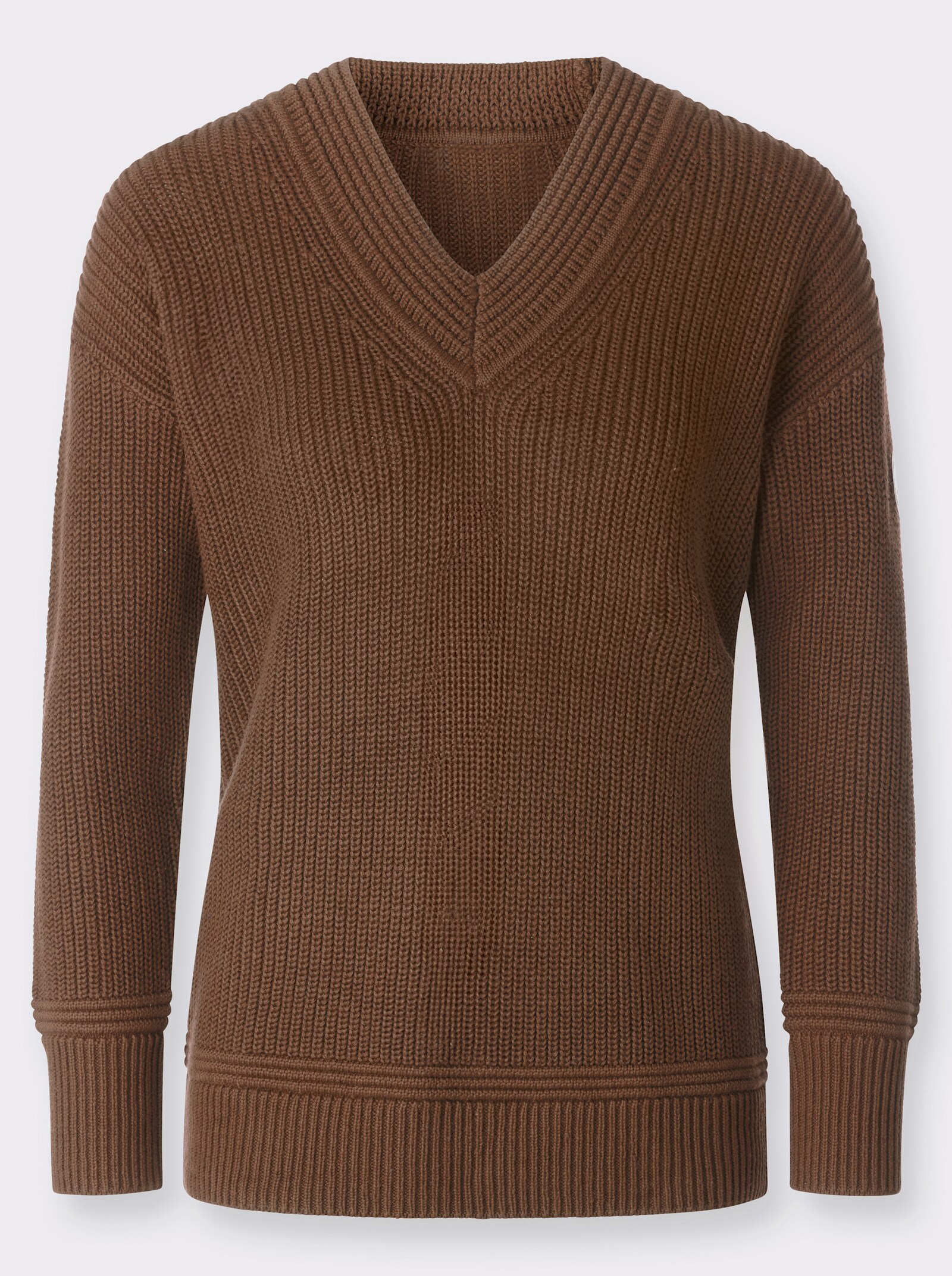 V-Ausschnitt-Pullover - braun