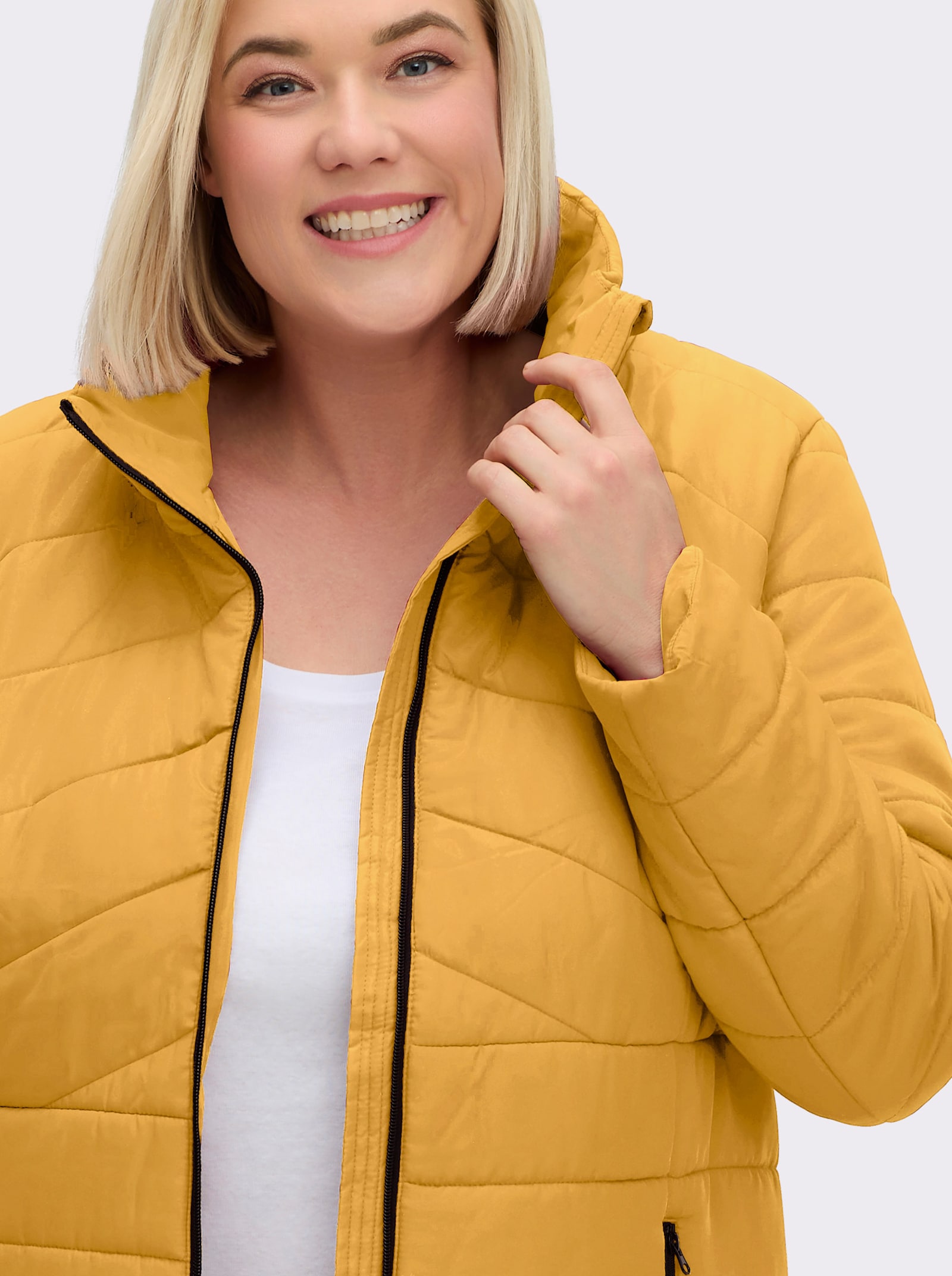 Steppjacke mit abnehmbarer Kapuze - ocker