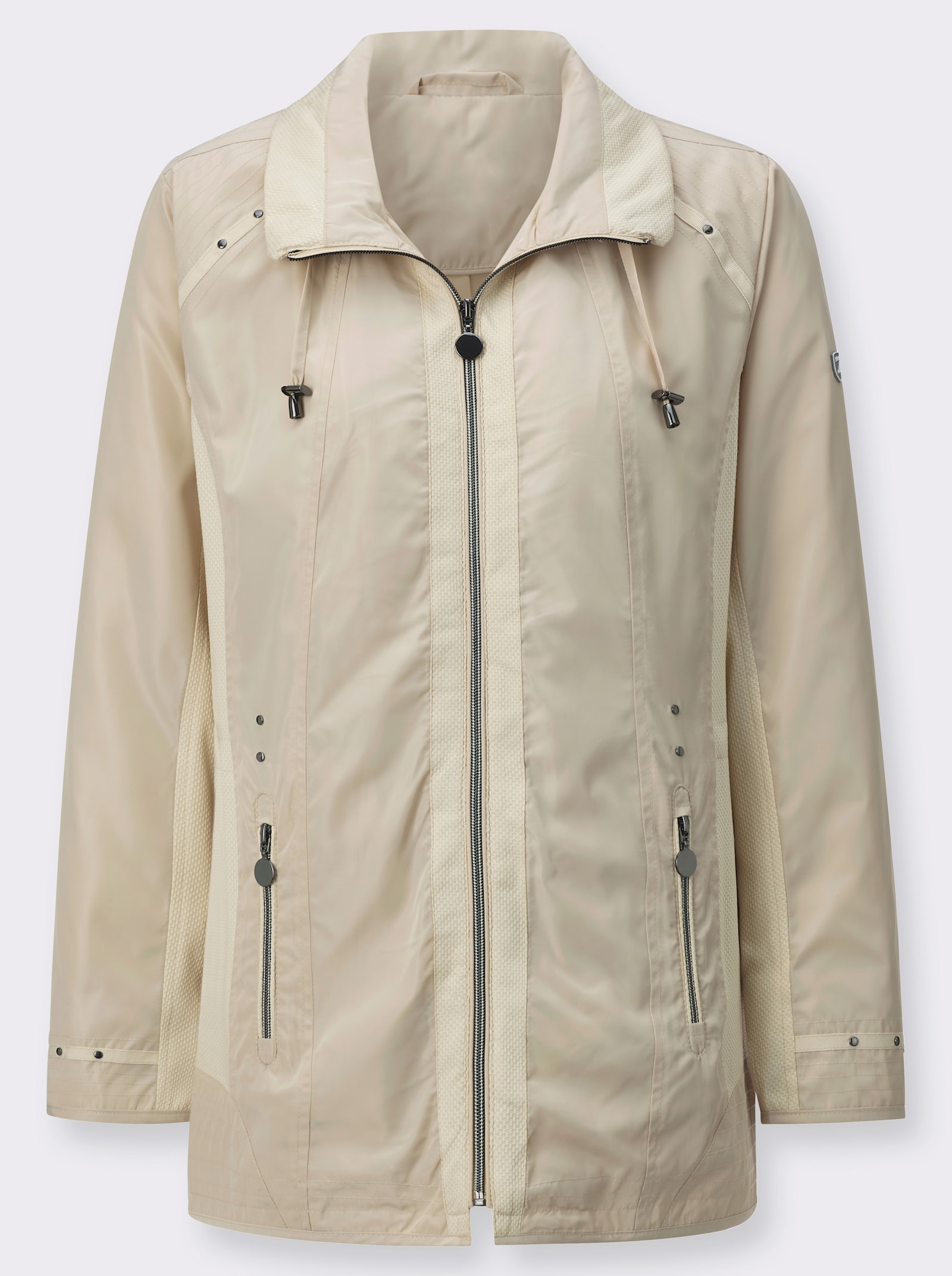 Tussenjack met mesh-inzetten - zand