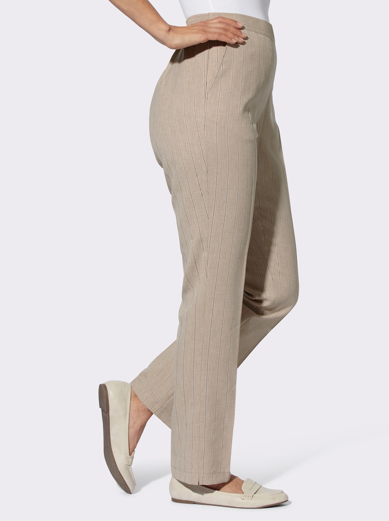 comfortbroek - sesam gemêleerd + sesam gestreept