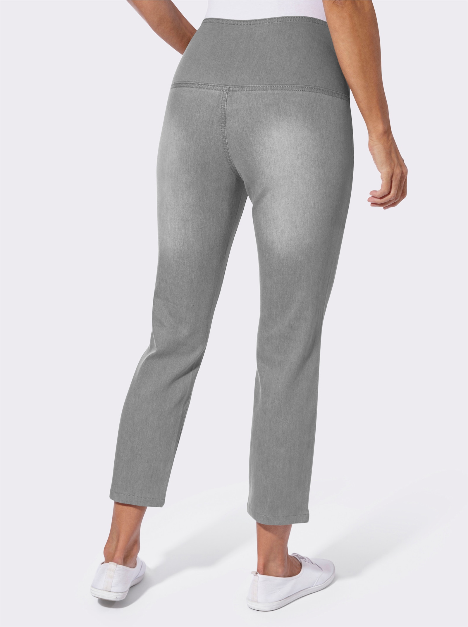 7/8-Jeans mit überlappendem Bund - light grey-denim