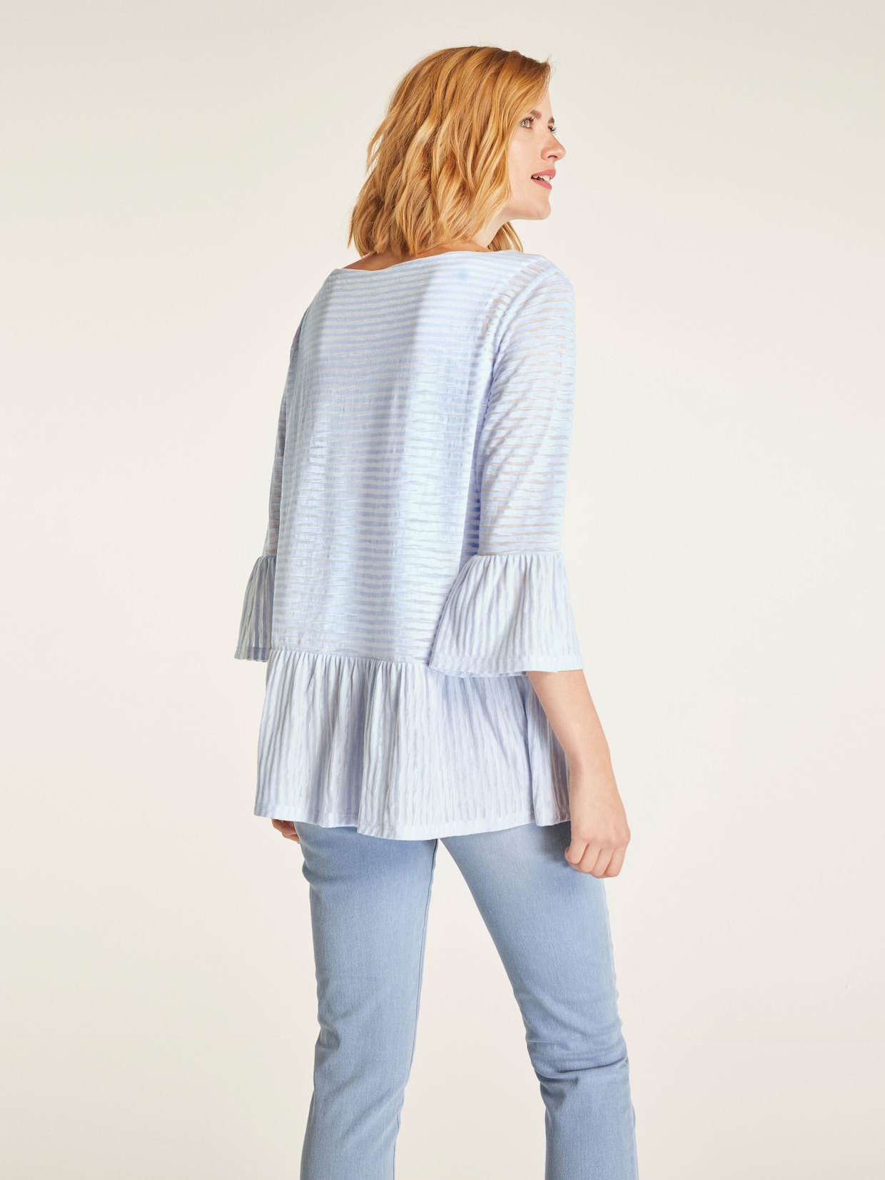 heine T-shirt à manches 3/4 - bleu clair-blanc