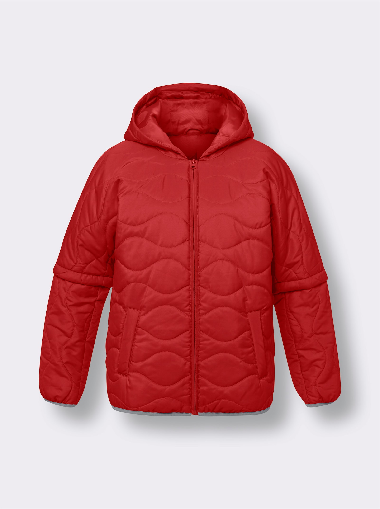 Gewatteerde jas met afneembare mouwen - rood