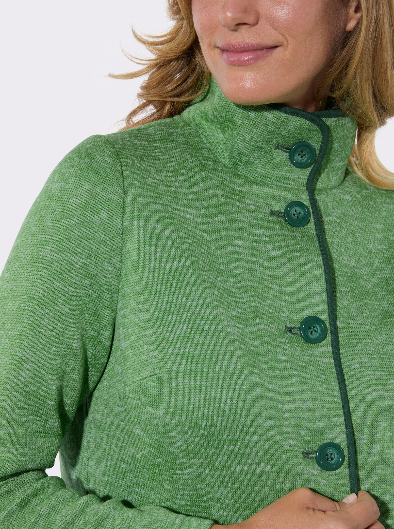 Fleecejacke mit hohen Seitenschlitzen - apfel-meliert