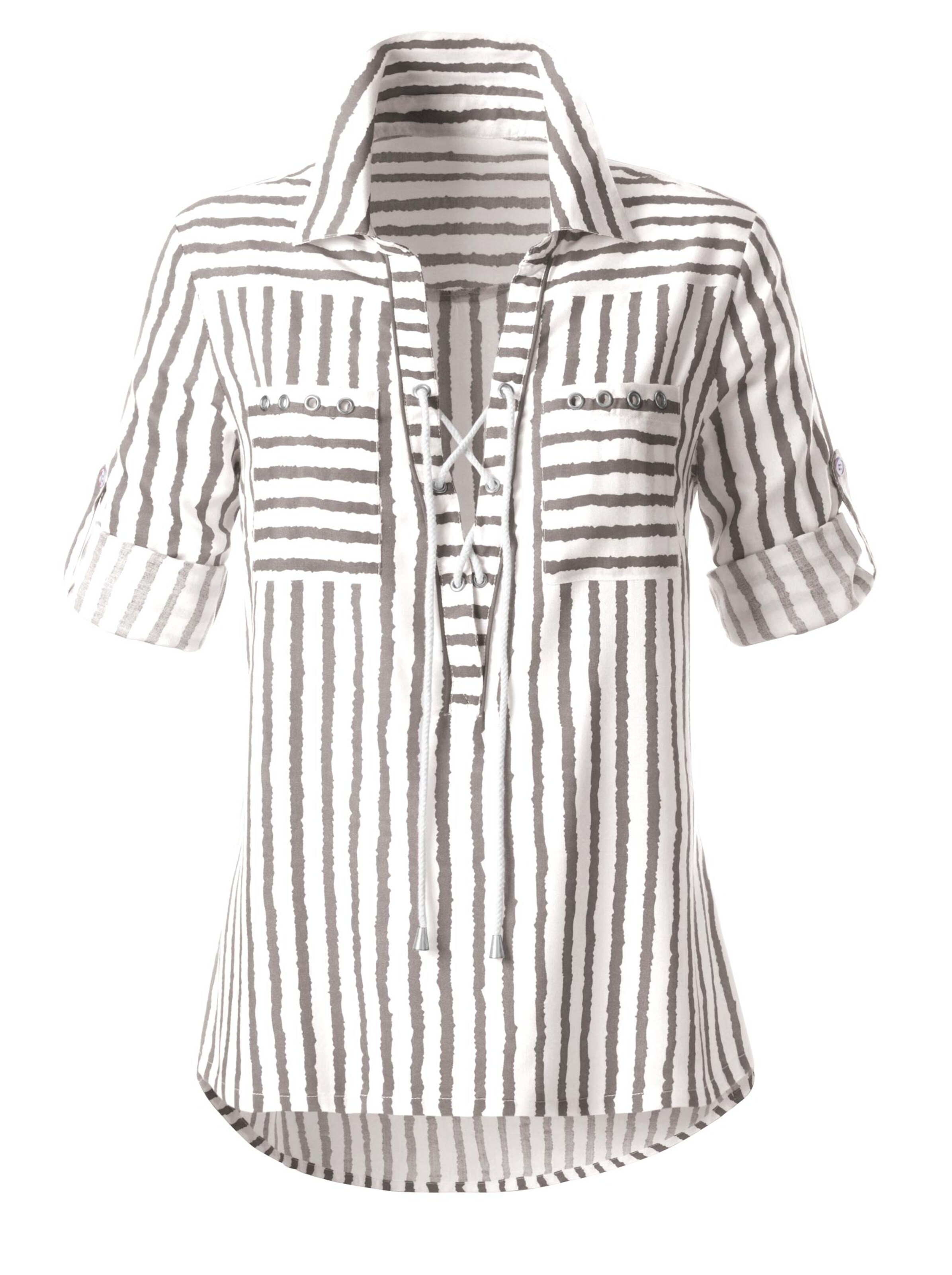 Gestreifte Bluse - taupe-weiß-gestreift