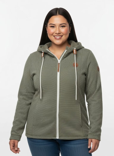 Fleecejacke - oliv-ecru-geringelt