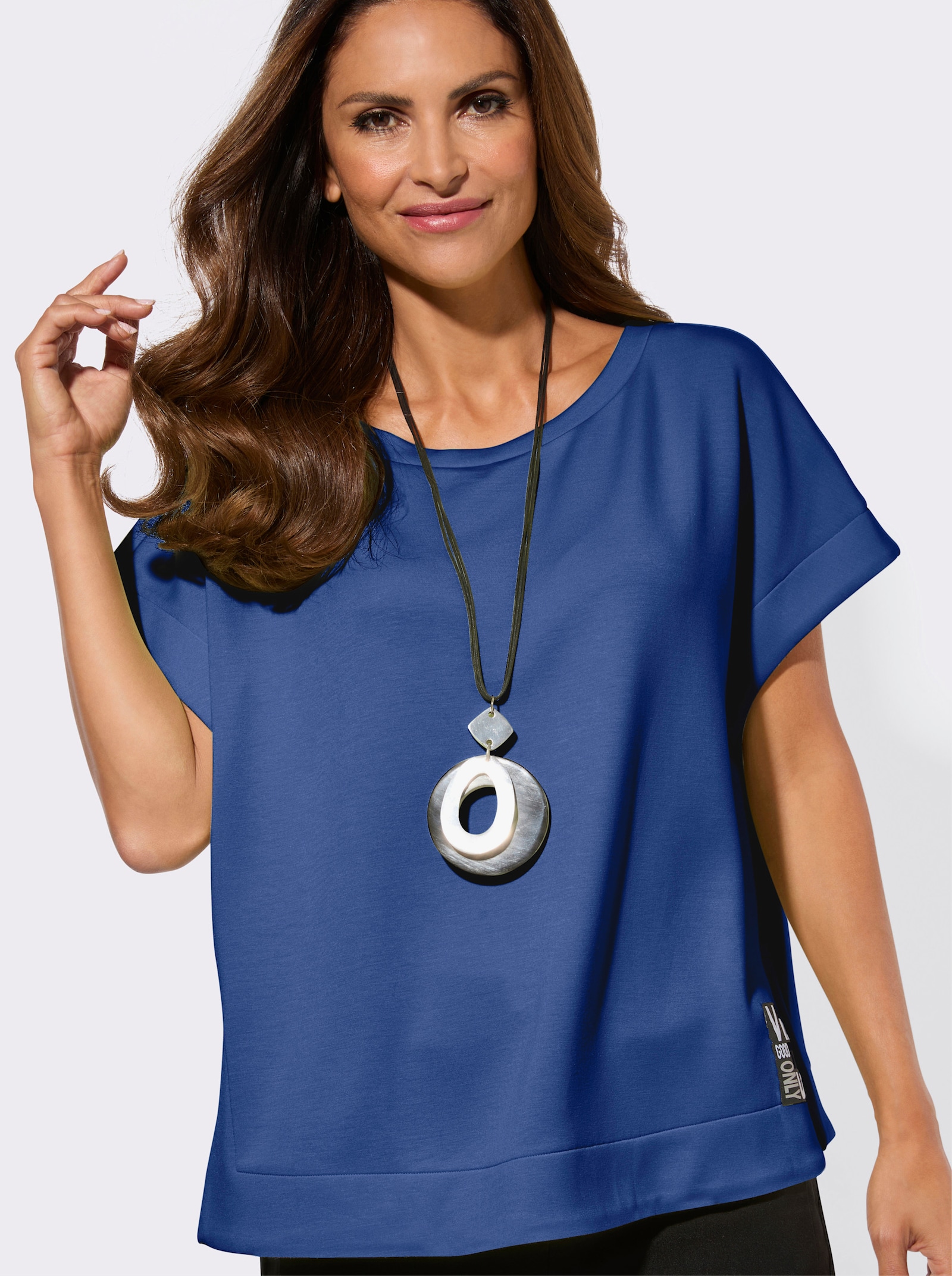 Sweatshirt mit Seitenschlitzen - royalblau