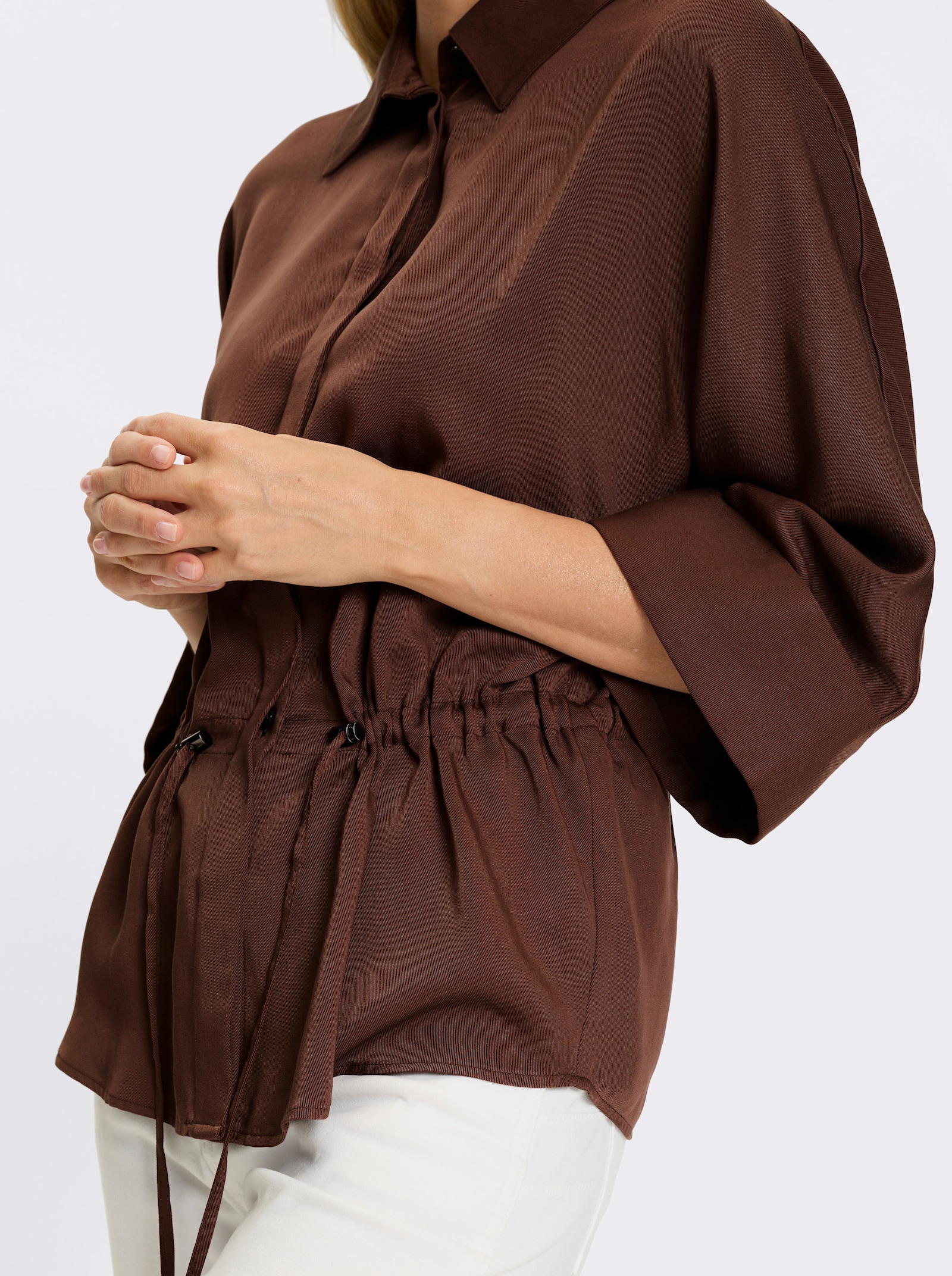 heine Hemdbluse Mit Gummizug in der Taille - schoko