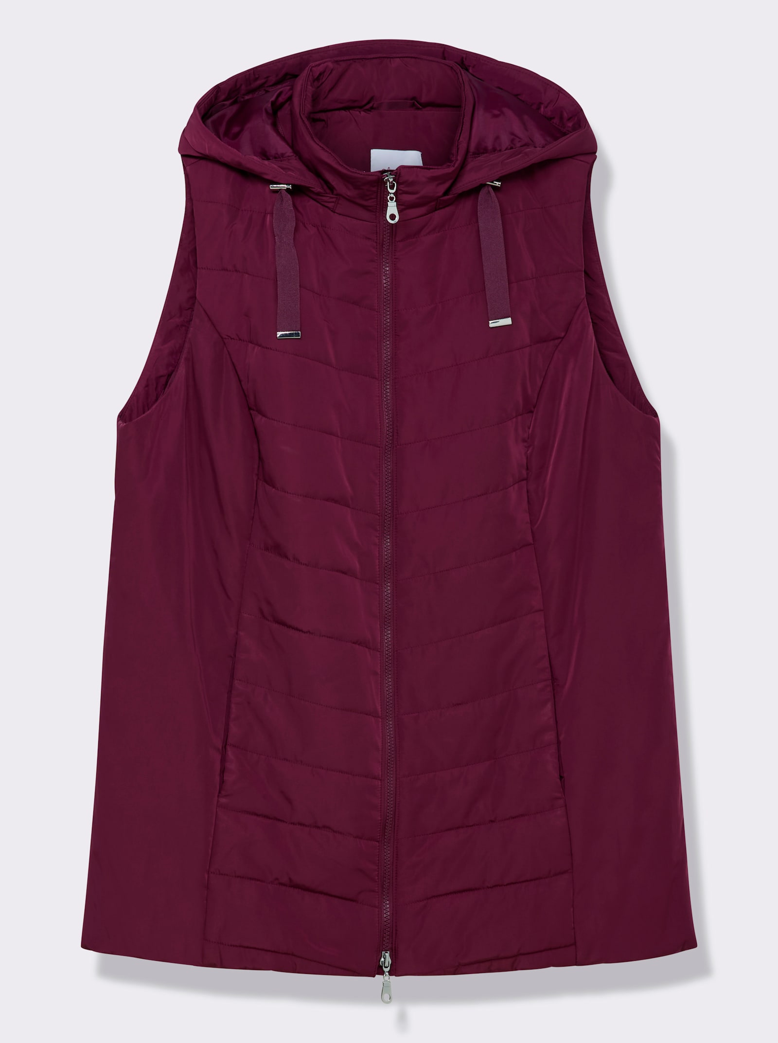 sheego Steppweste mit Kapuze und Stehkragen - burgund