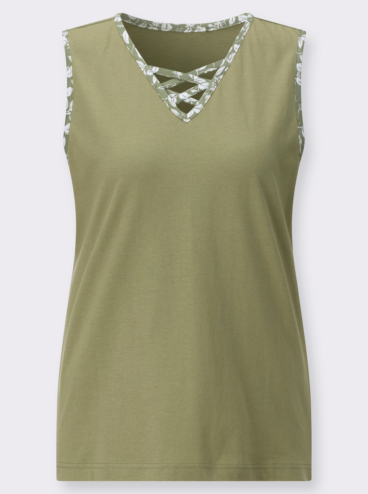 Shirttop mit gemusterter Paspelierung - schilf