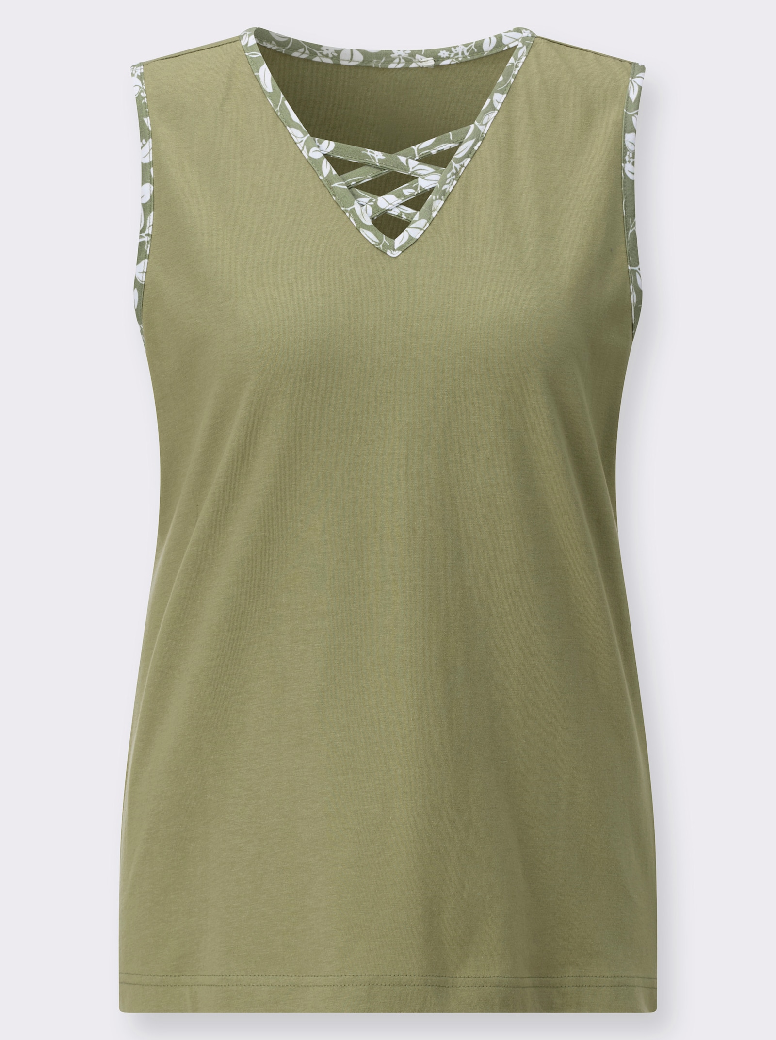 Shirttop mit gemusterter Paspelierung - schilf