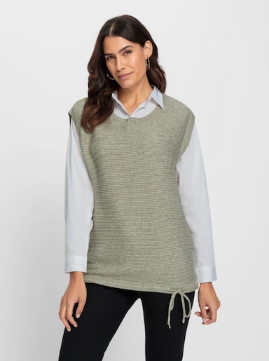 Pullunder mit weitenregulierbarem Saum - khaki-meliert
