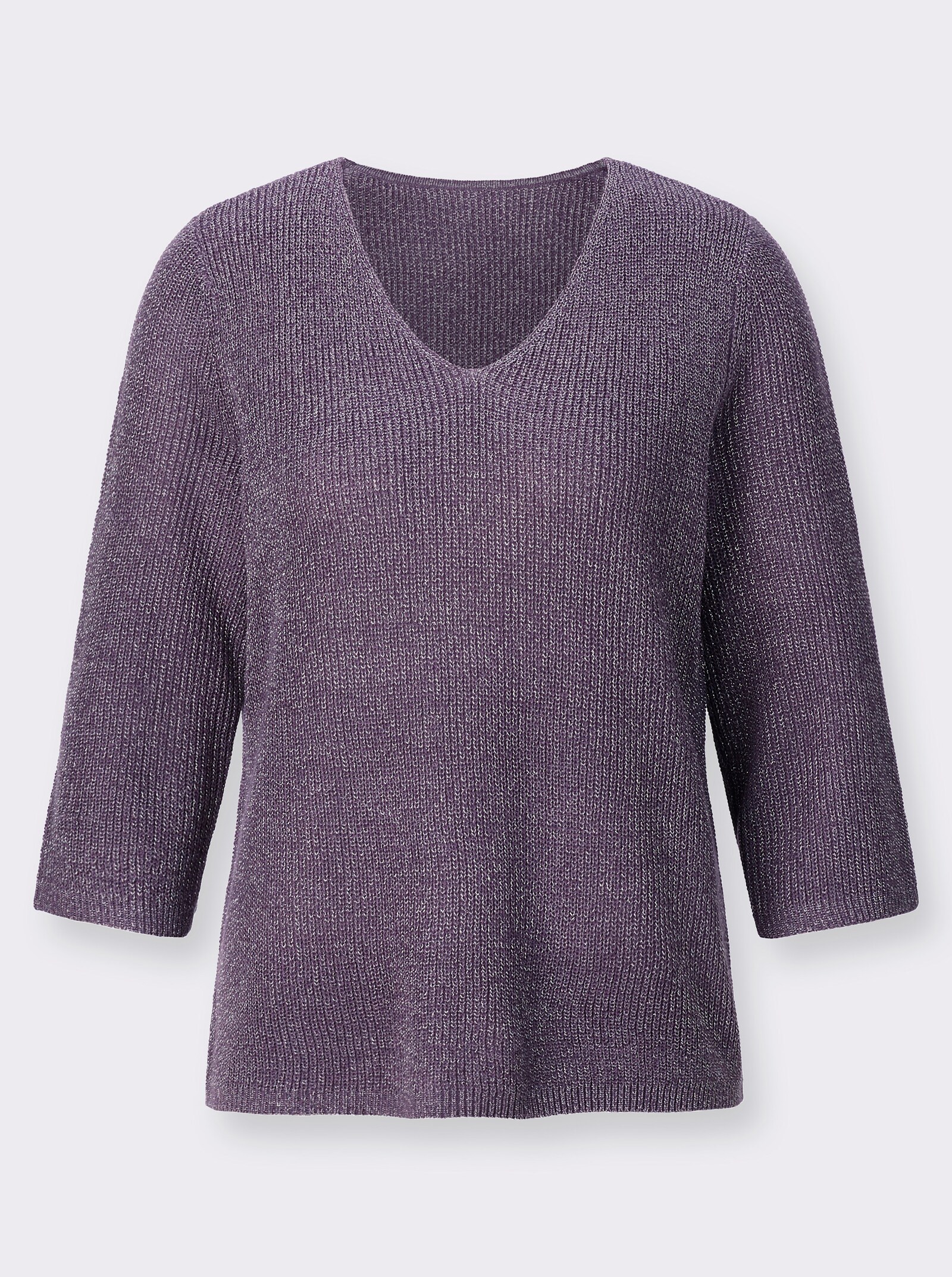 3/4 Arm-Pullover mit Glanzgarnen - feige