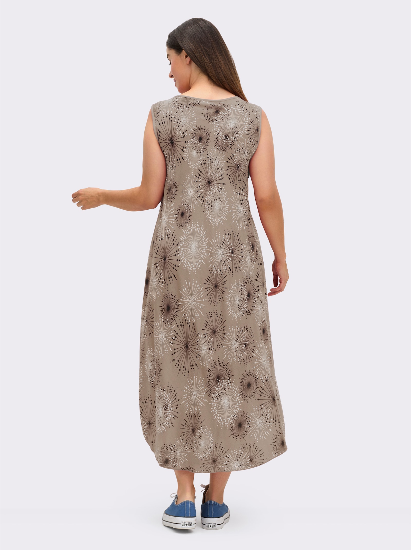 Druckkleid mit Blüten-Muster, figurumspielend - sesam-graphit-bedruckt