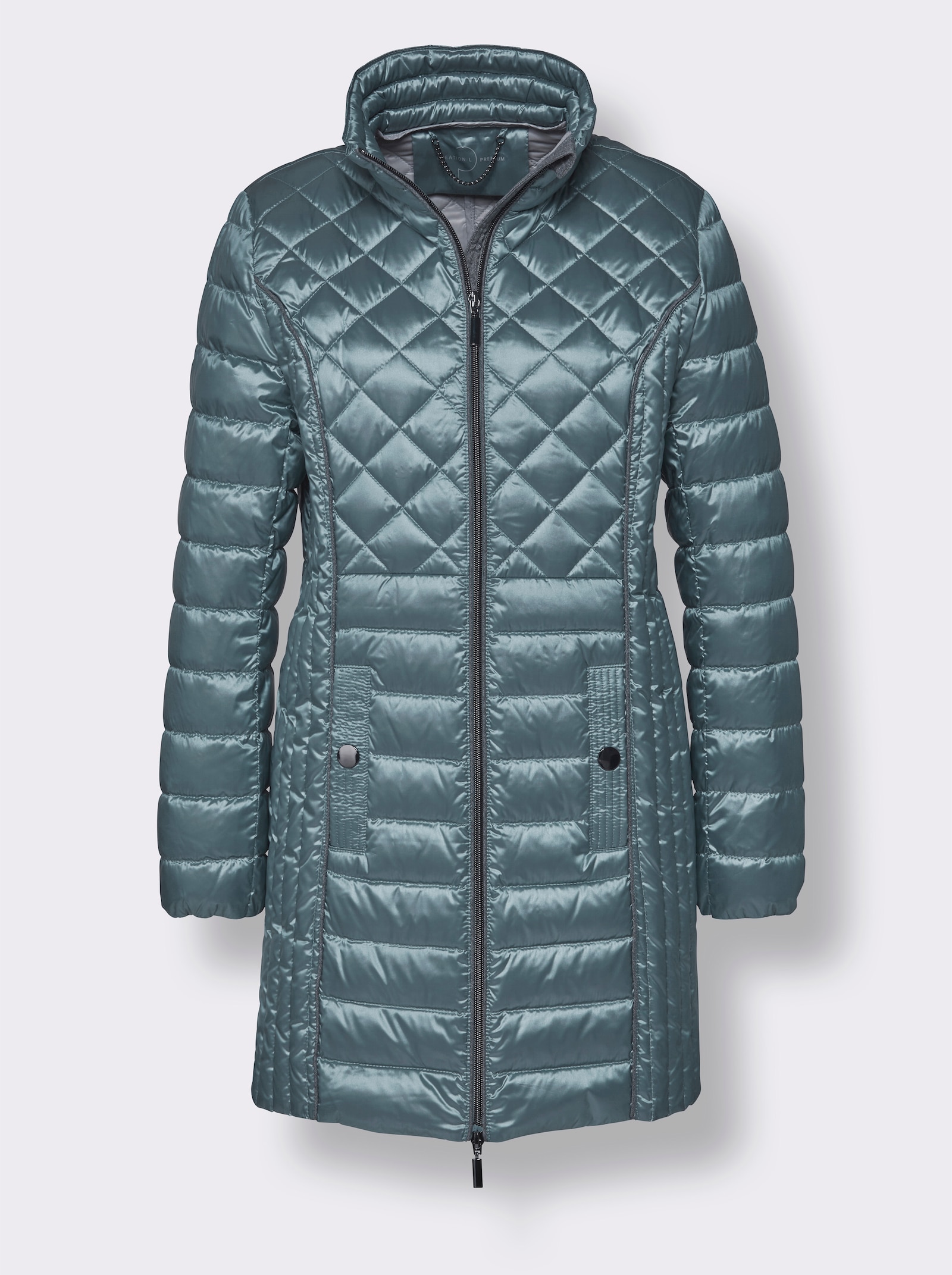 CREATION L PREMIUM Veste en duvet légère en mélange de motifs matelassés - turquoise foncé