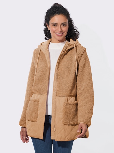  2-in-1-Jacke aus Teddyfleece und Cord - camel