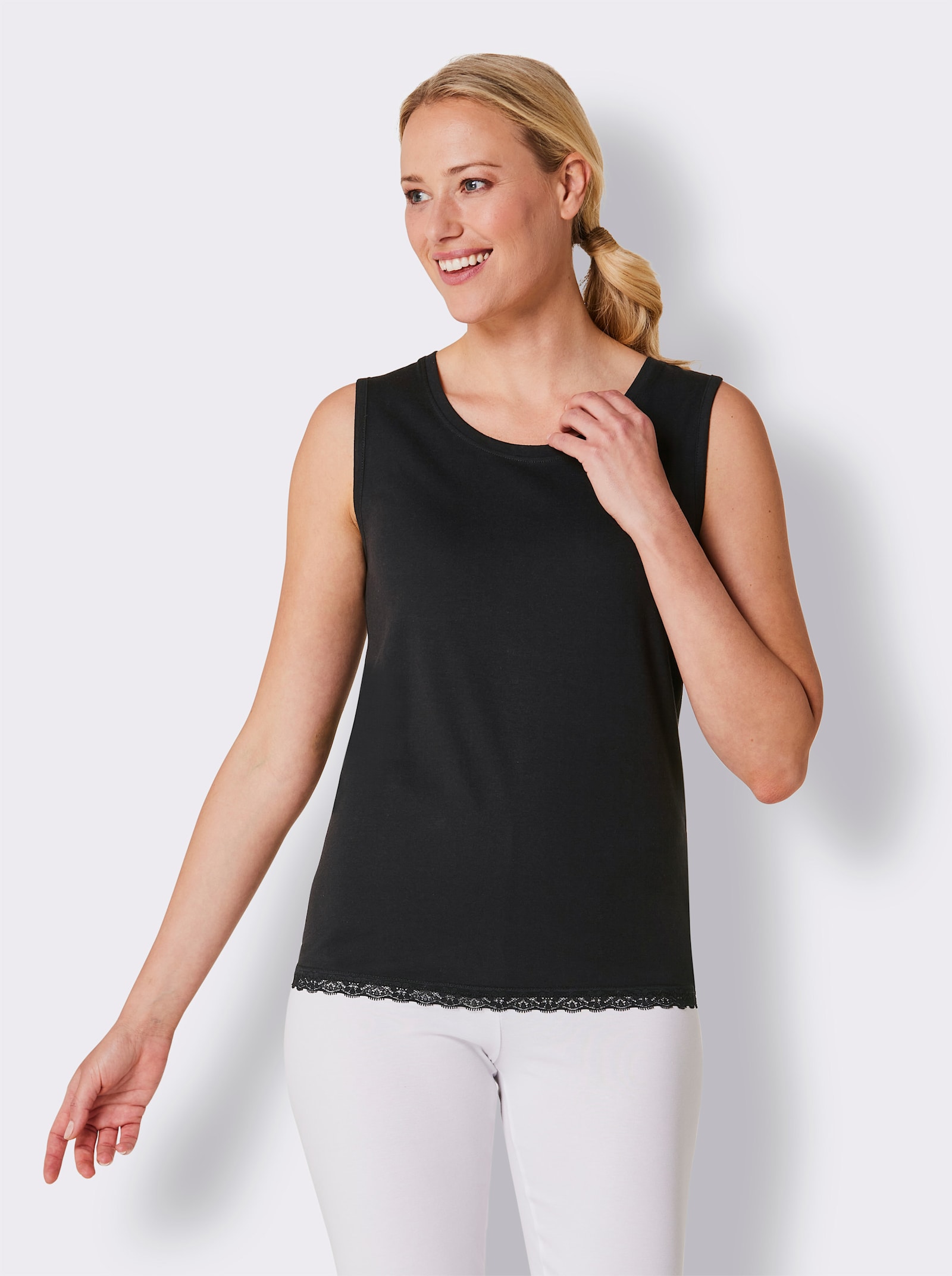 wäschepur Pyjama-Shirt - zwart