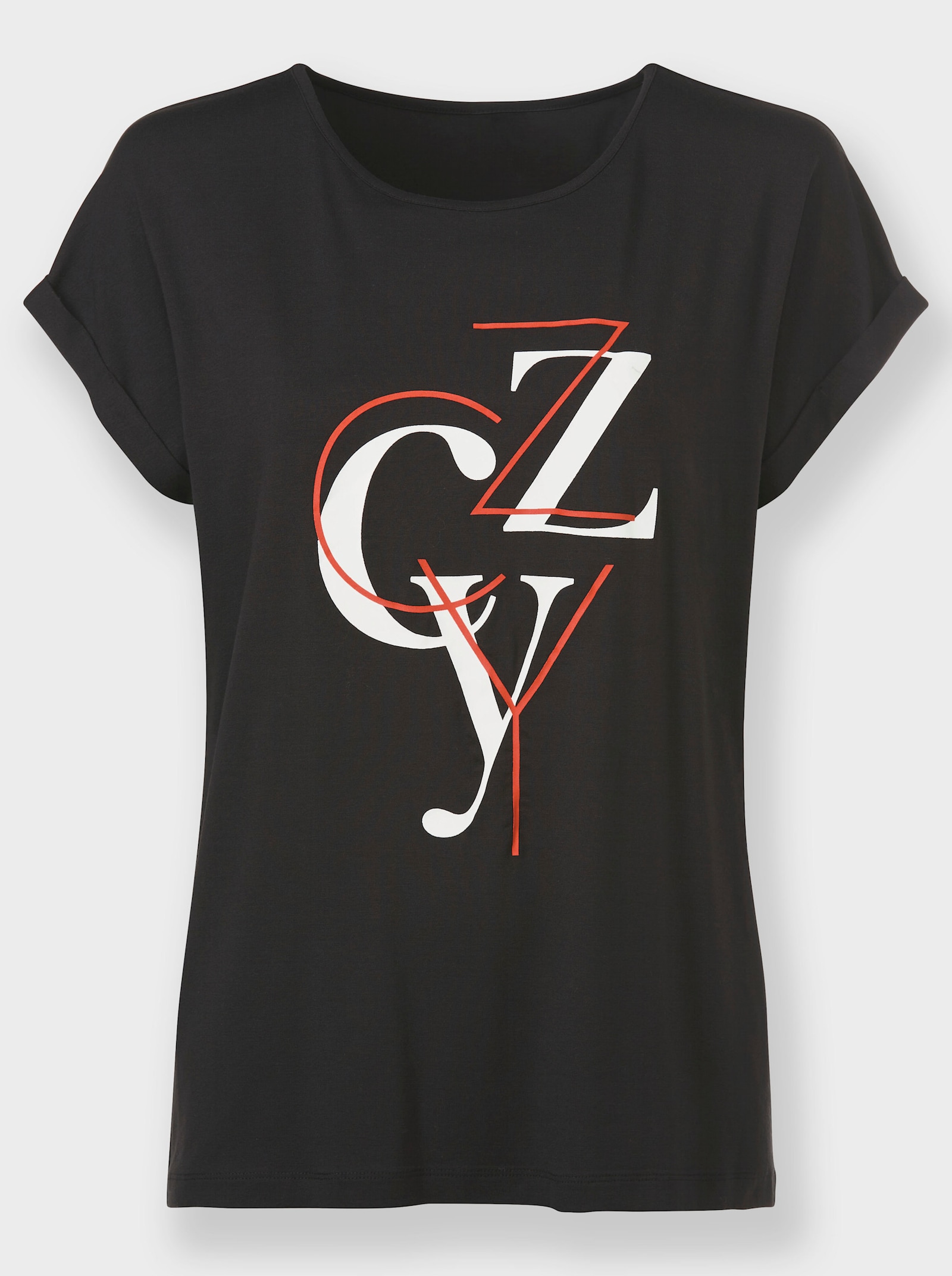 heine Shirt met print en opschrift - zwart/ecru geprint