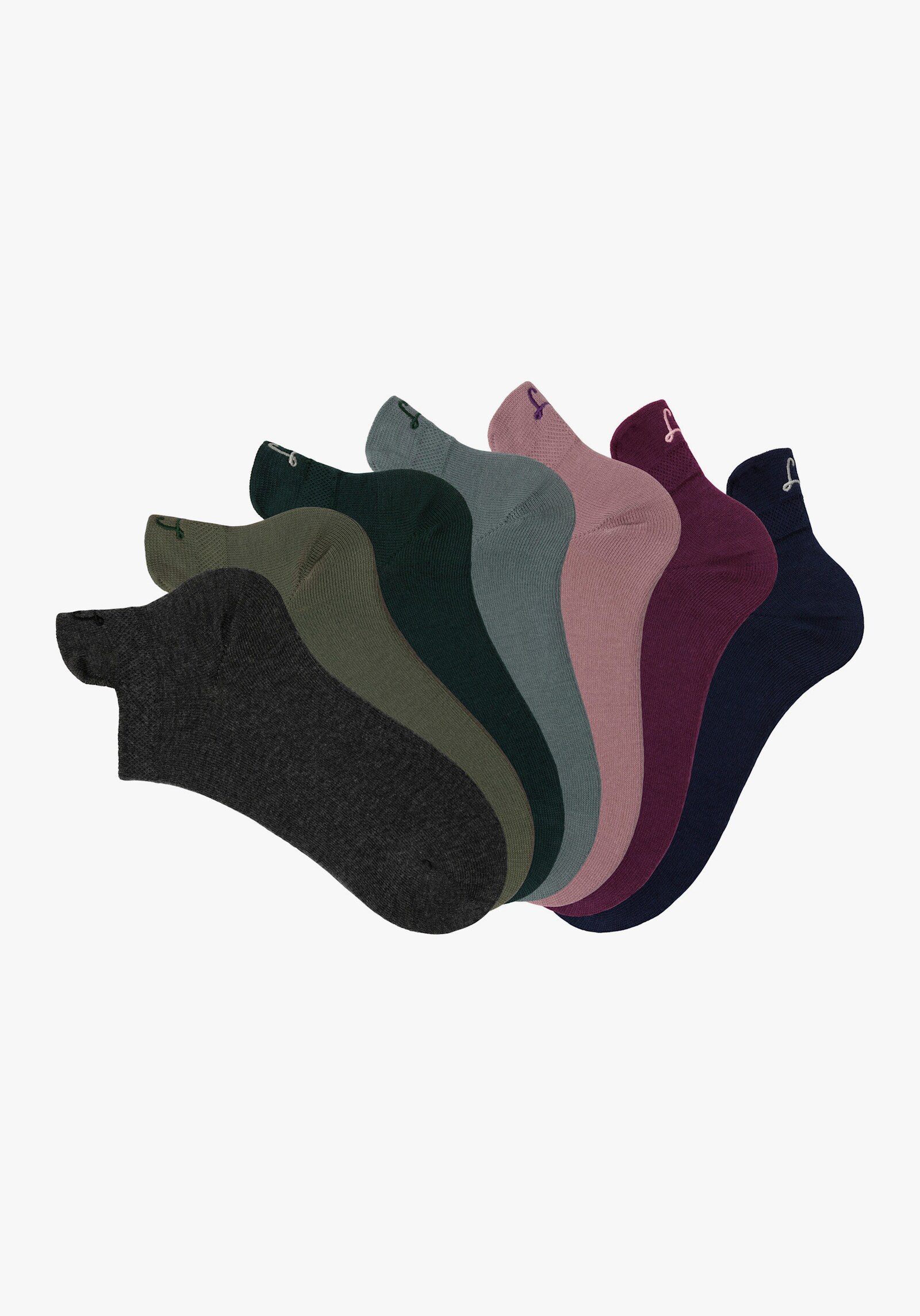 LASCANA Sneakersocken - 1x anthracite, 1x grün, 1x petrol, 1x graugrün, 1x altrosa, 1x beere, 1x marine