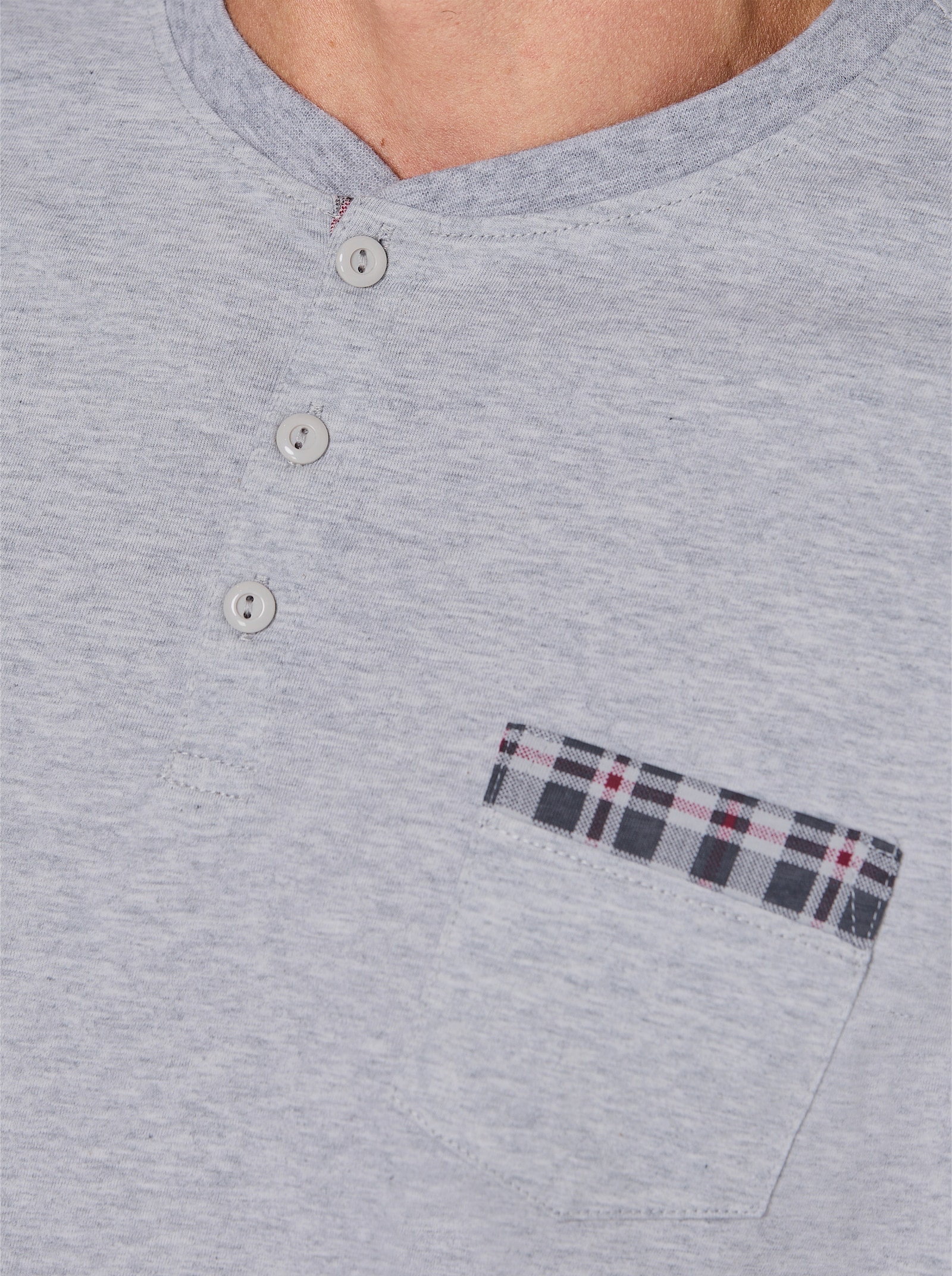 wäschepur men Shorty - hellgrau-kirsche-kariert