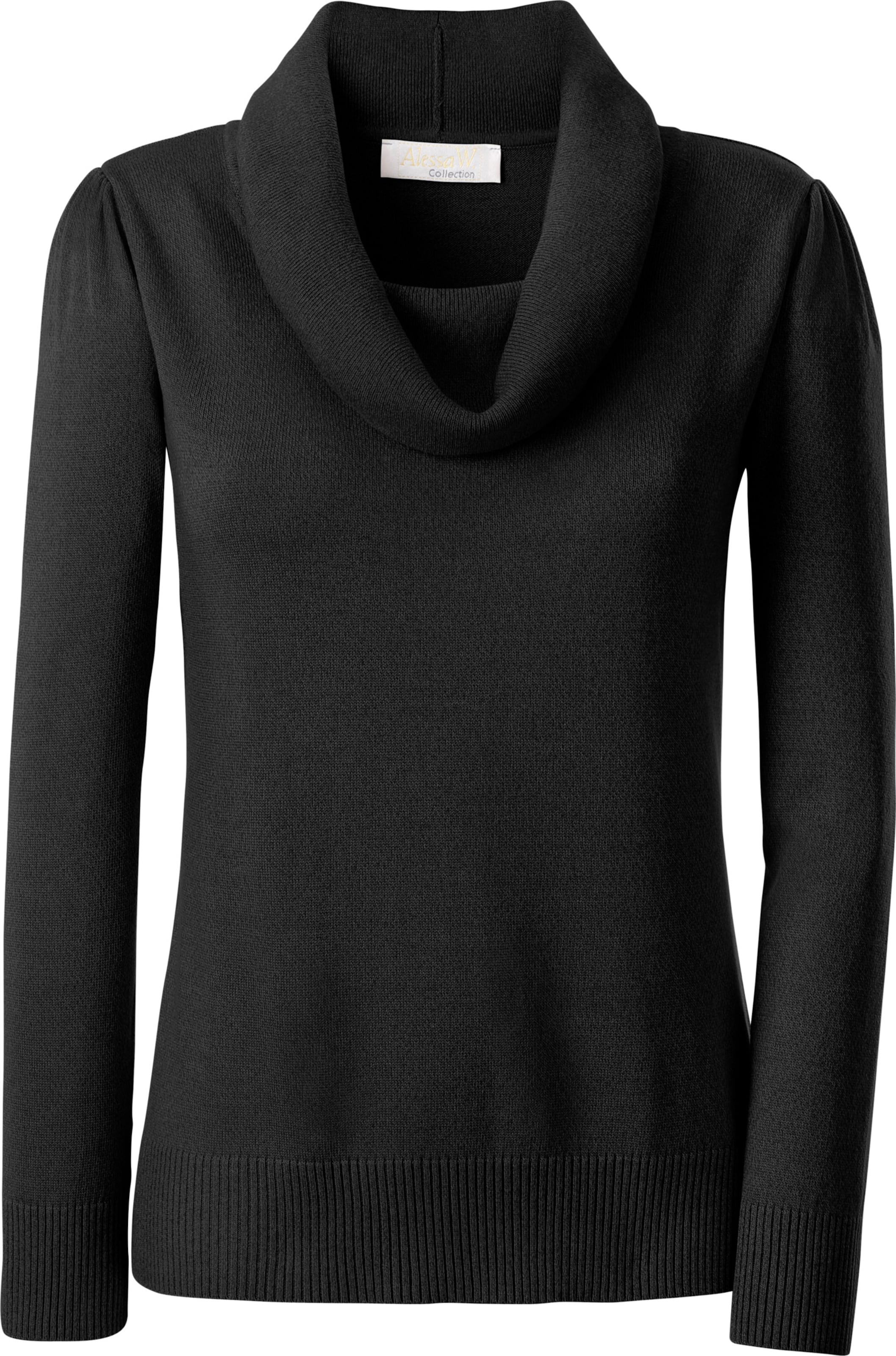 Schwarz Wasserfallpullover