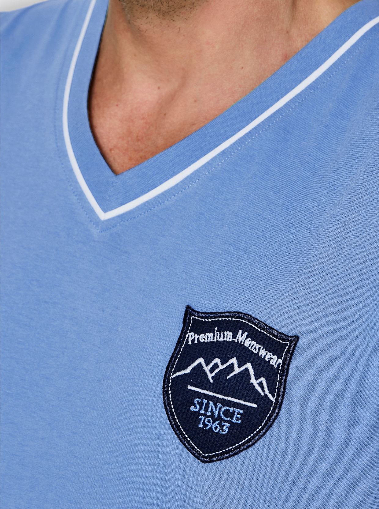 wäschepur men Schlafanzug-Shirt - mittelblau