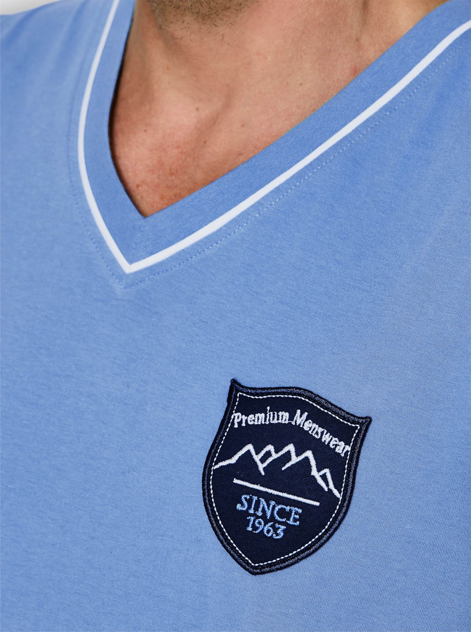 wäschepur men Schlafanzug-Shirt - mittelblau