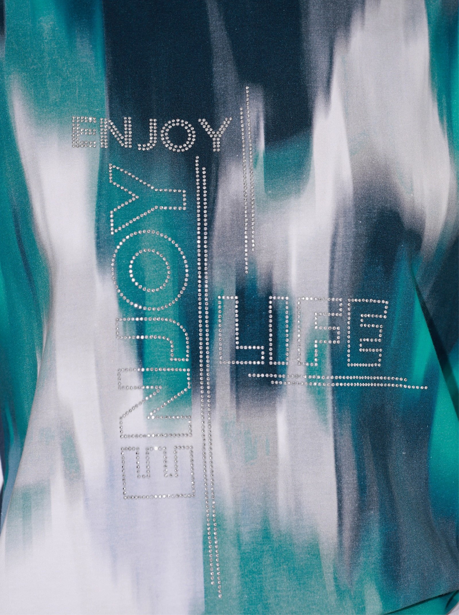 Sweatshirt mit Kontrast-Einsätzen - salbei-dunkelblau-bedruckt