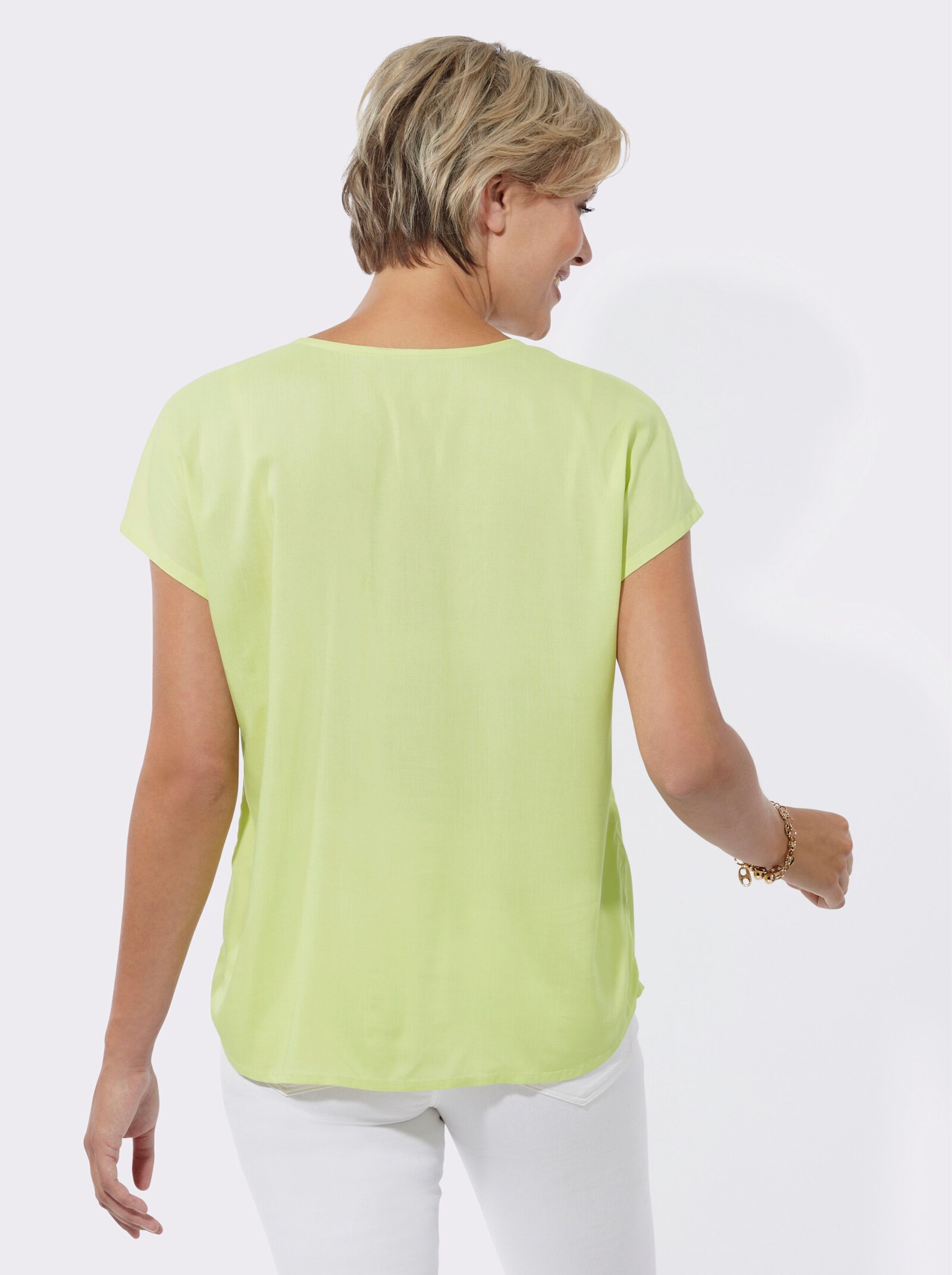 Comfortblouse met knoopsluiting - pistache