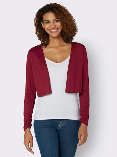 Shirtjacke mit Raffung - kirsche