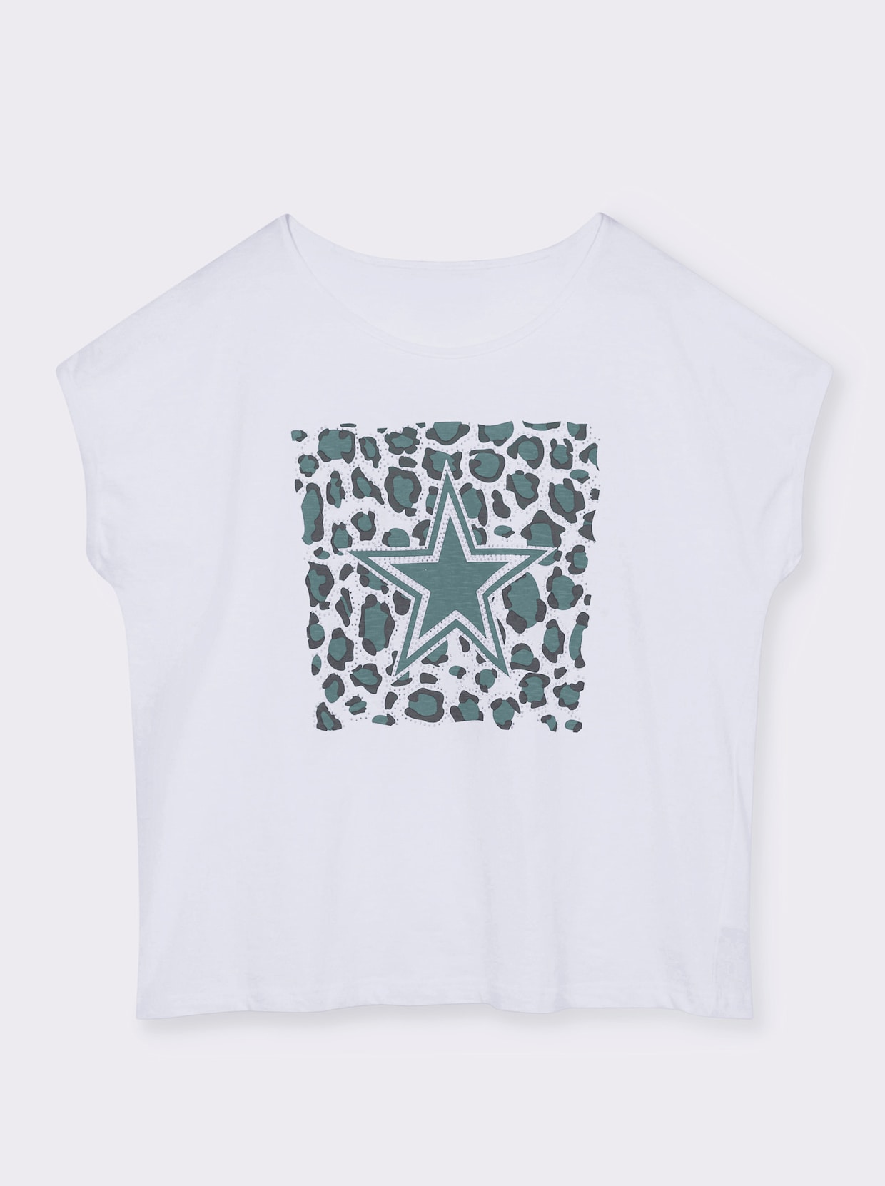 Shirt mit Animal- und Stern-Motiv - jade-weiß